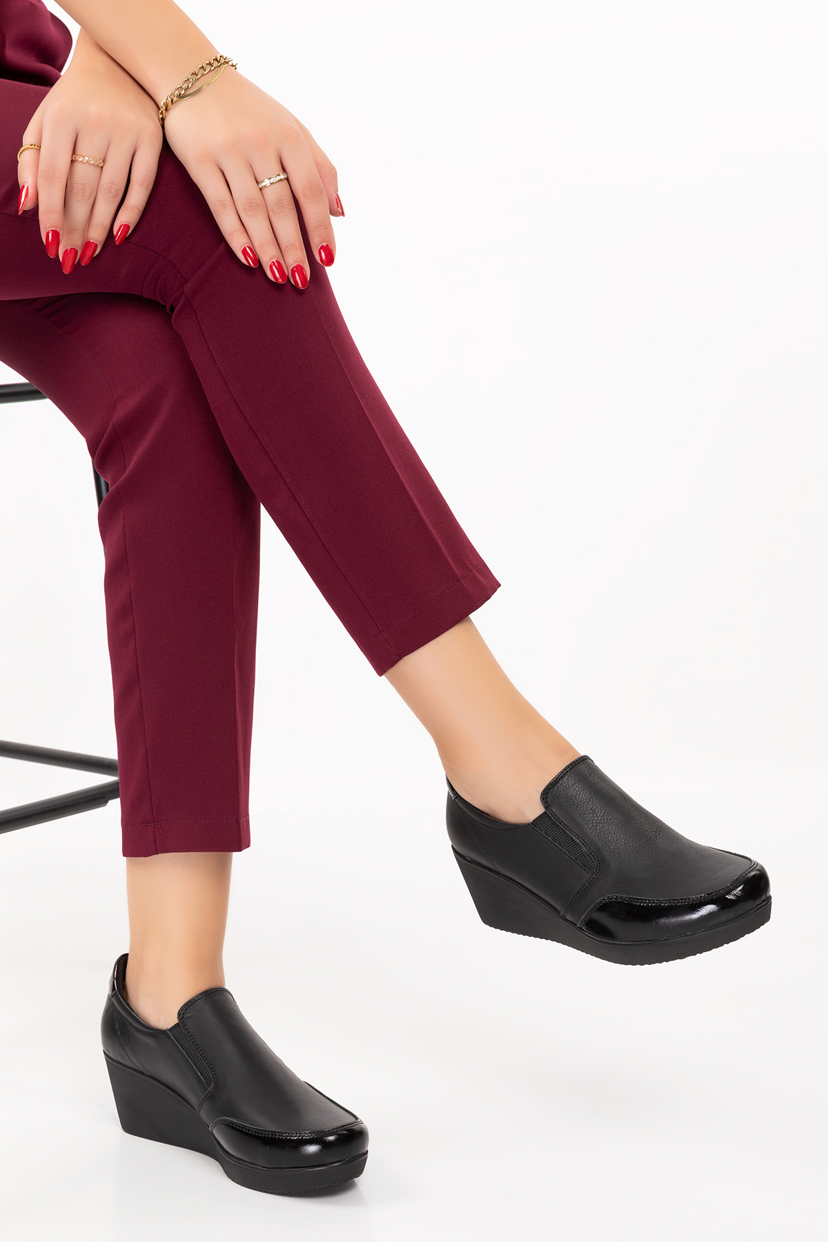 Gondol Hakiki Deri Dolgu Topuk Günlük Anne Ayakkabı ell.6964 - Görsel 2