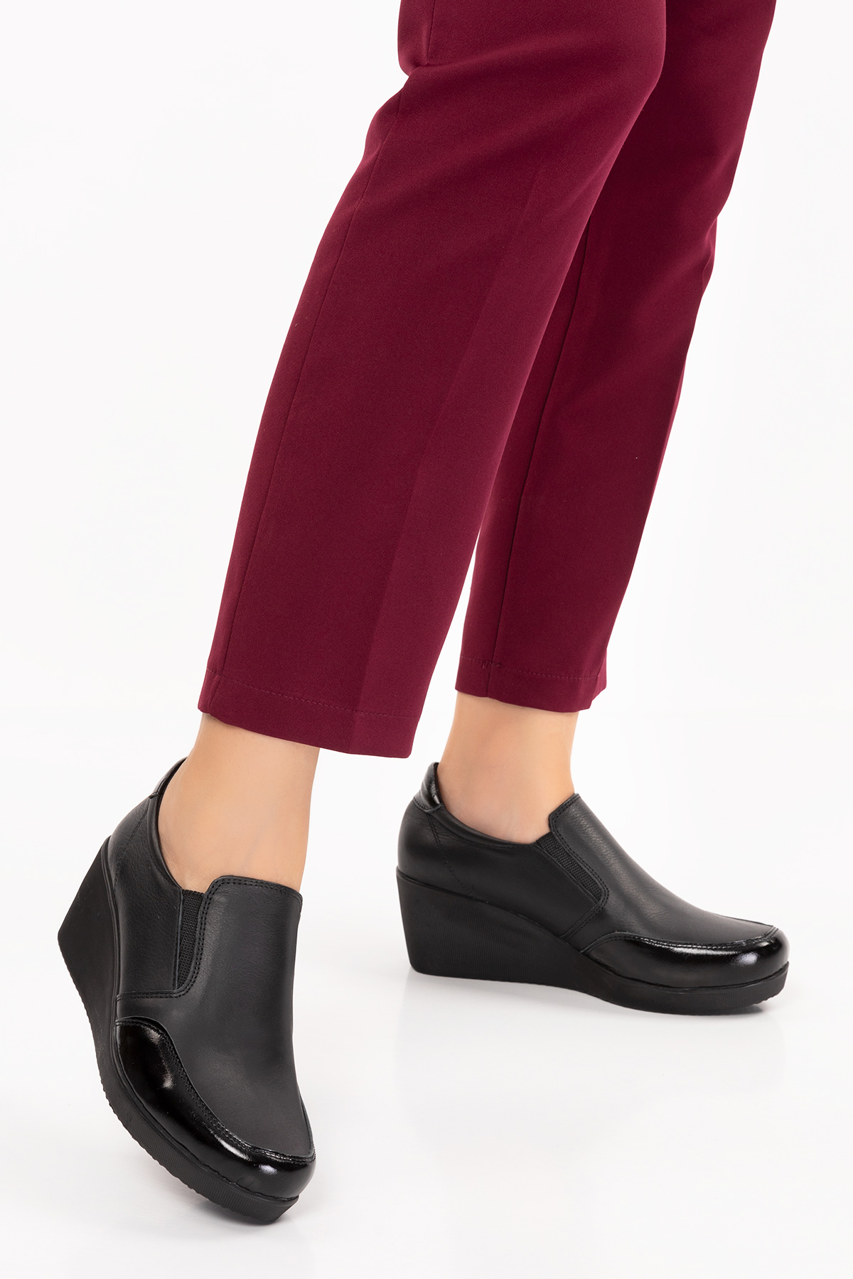 Gondol Hakiki Deri Dolgu Topuk Günlük Anne Ayakkabı ell.6964 - Görsel 6