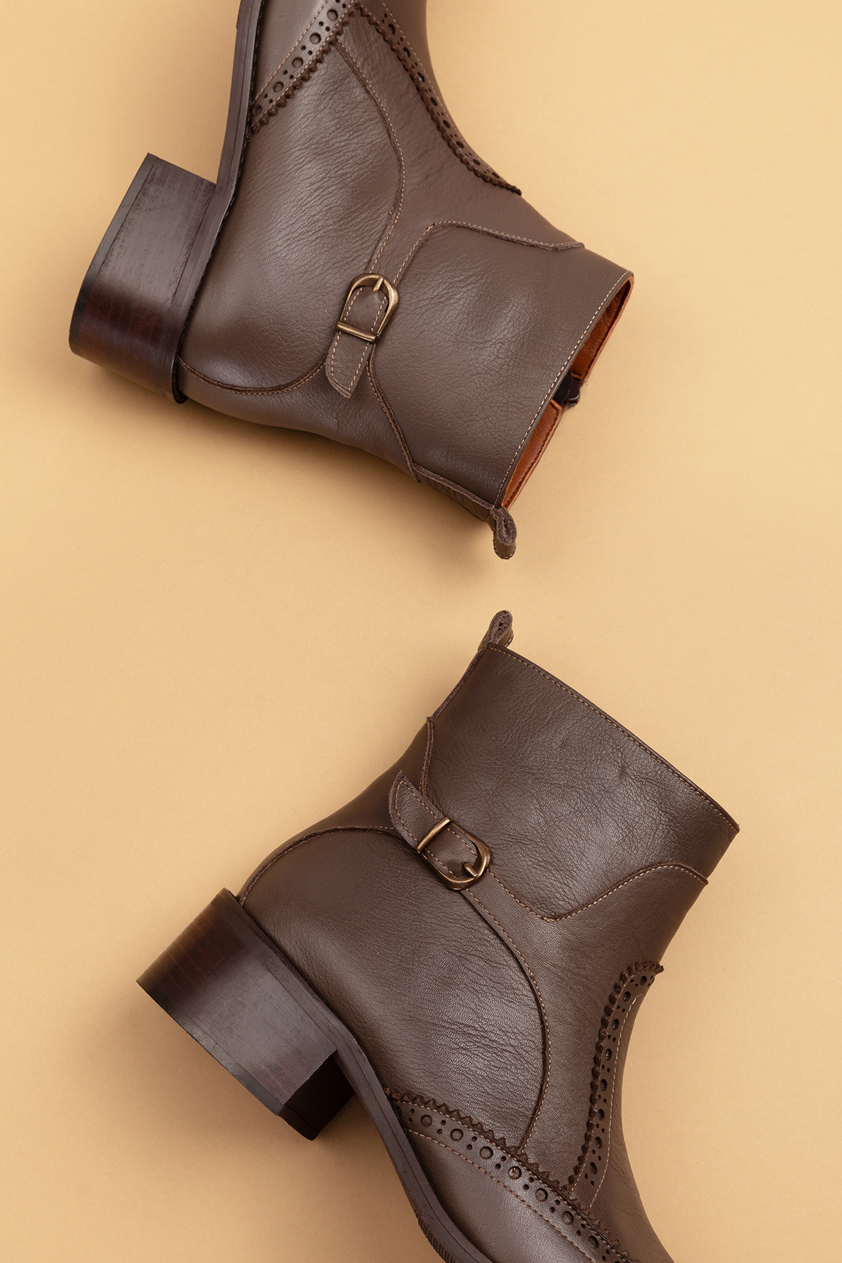 Gondol Hakiki Deri Kısa Topuklu Taz Bot ell.3792 - Görsel 9