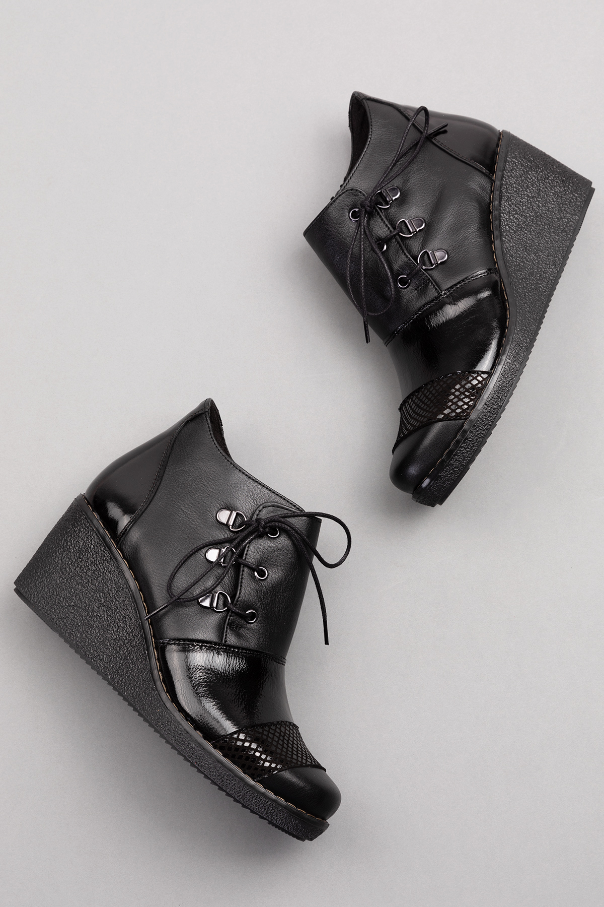 Gondol Kadın Hakiki Deri parlak Rugan Detaylı Rahat Bot ell.7141 - Görsel 4