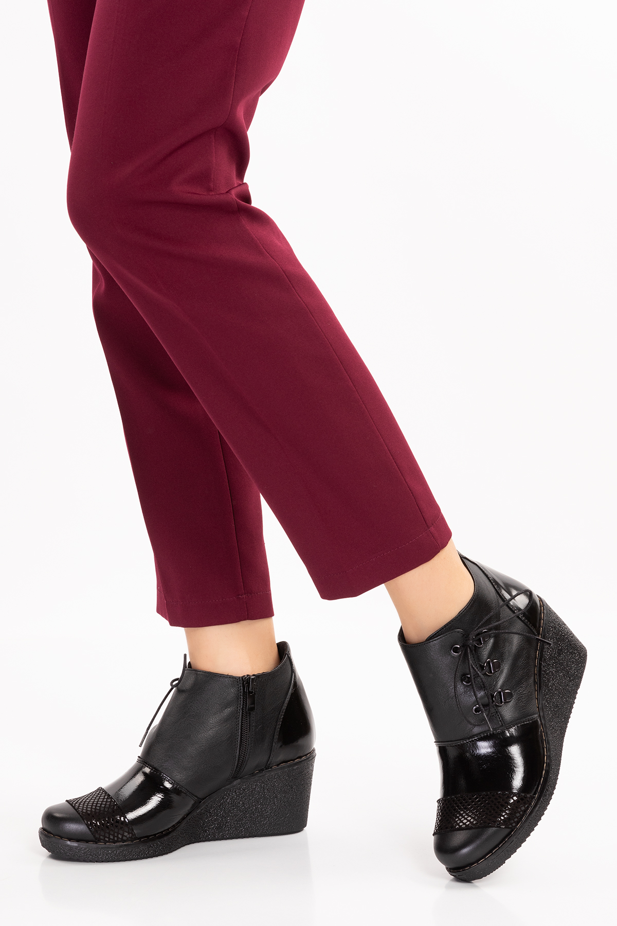 Gondol Kadın Hakiki Deri parlak Rugan Detaylı Rahat Bot ell.7141 - Görsel 8