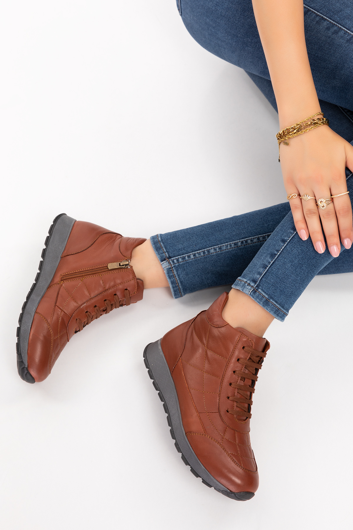 Gondol Içi Dışı Hakiki Deri Anatomik Taban Spor Ayakkabı gndl.616 - Görsel 5