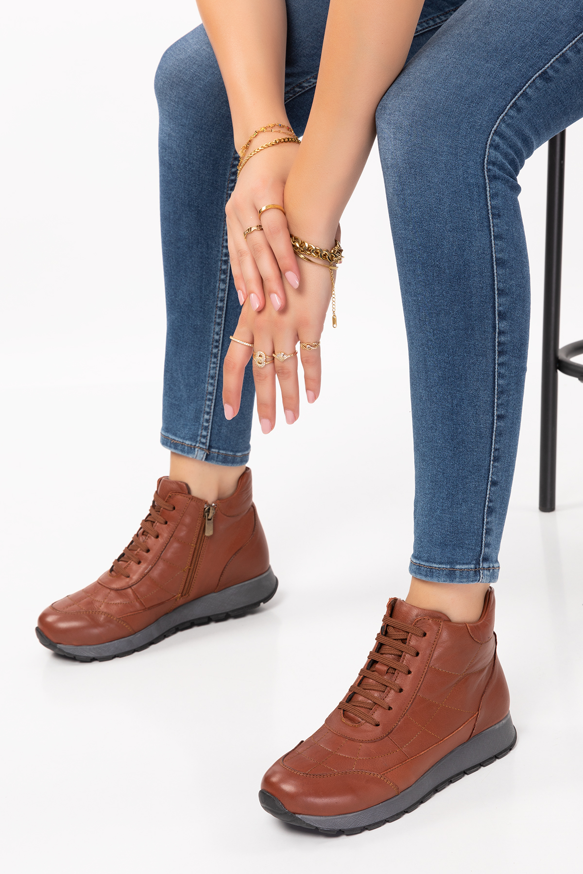 Gondol Içi Dışı Hakiki Deri Anatomik Taban Spor Ayakkabı gndl.616 - Görsel 6