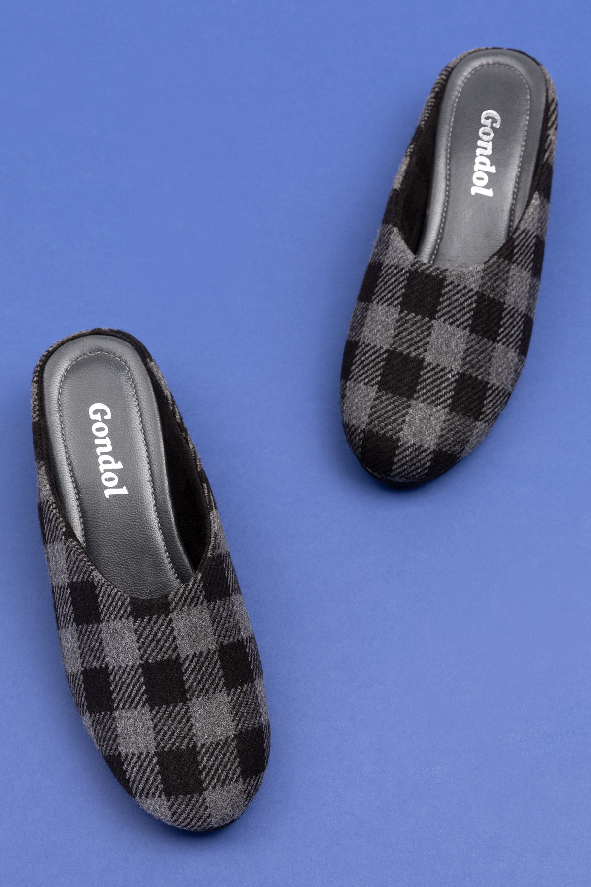 Gondol İçi Deri Ekose Desenli Ev Terliği mik.580 - Görsel 3