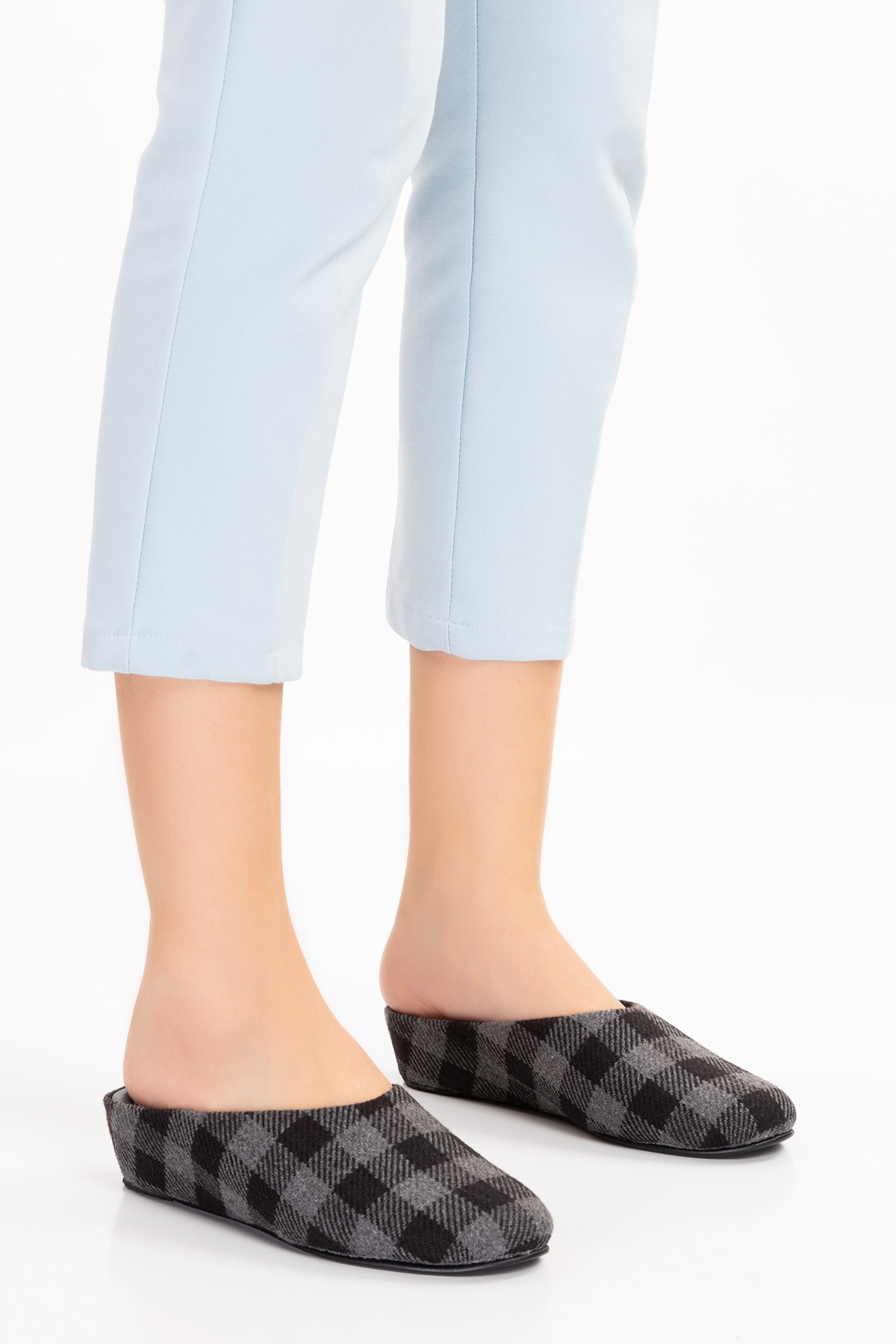 Gondol İçi Deri Ekose Desenli Ev Terliği mik.580 - Görsel 7