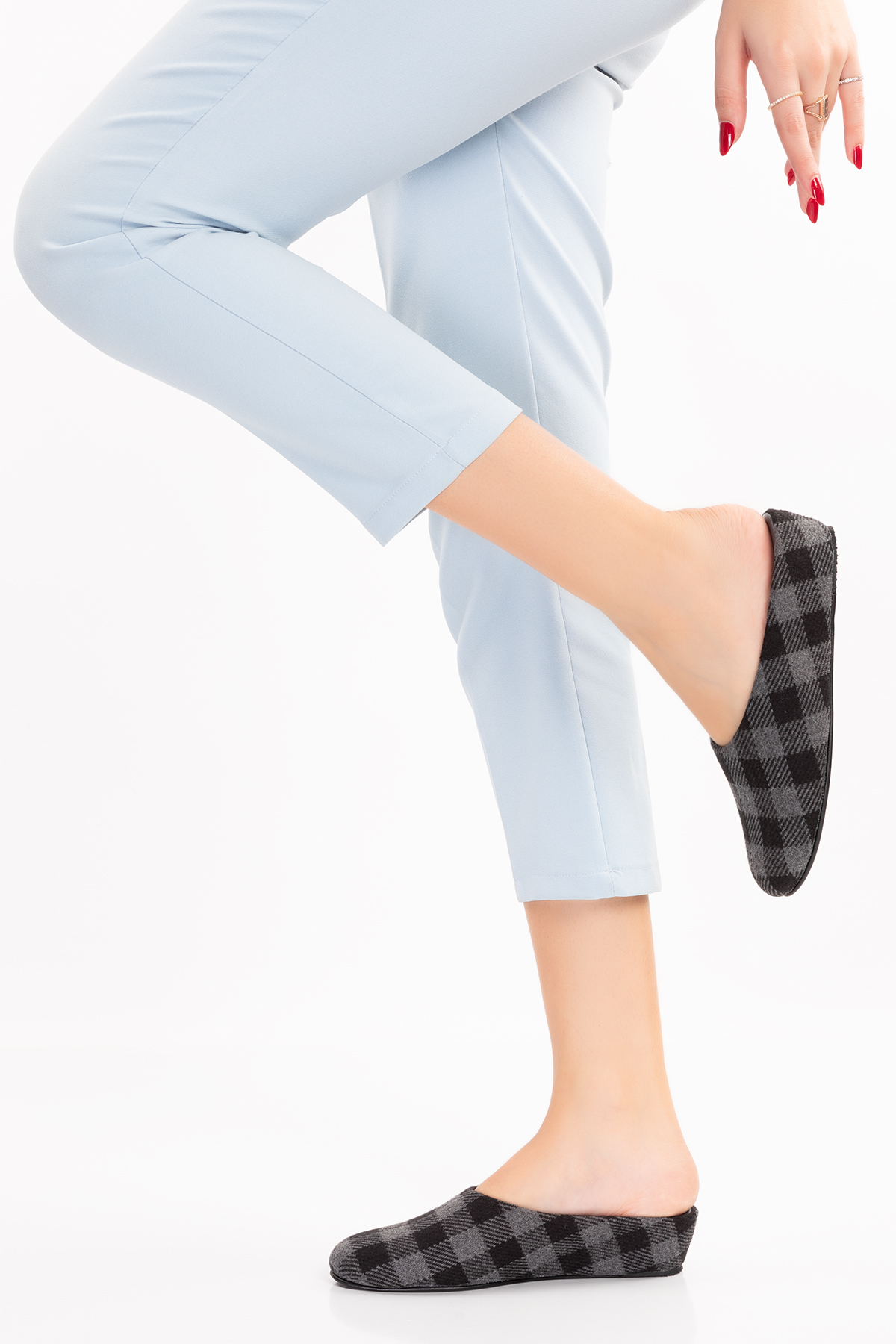 Gondol İçi Deri Ekose Desenli Ev Terliği mik.580 - Görsel 8