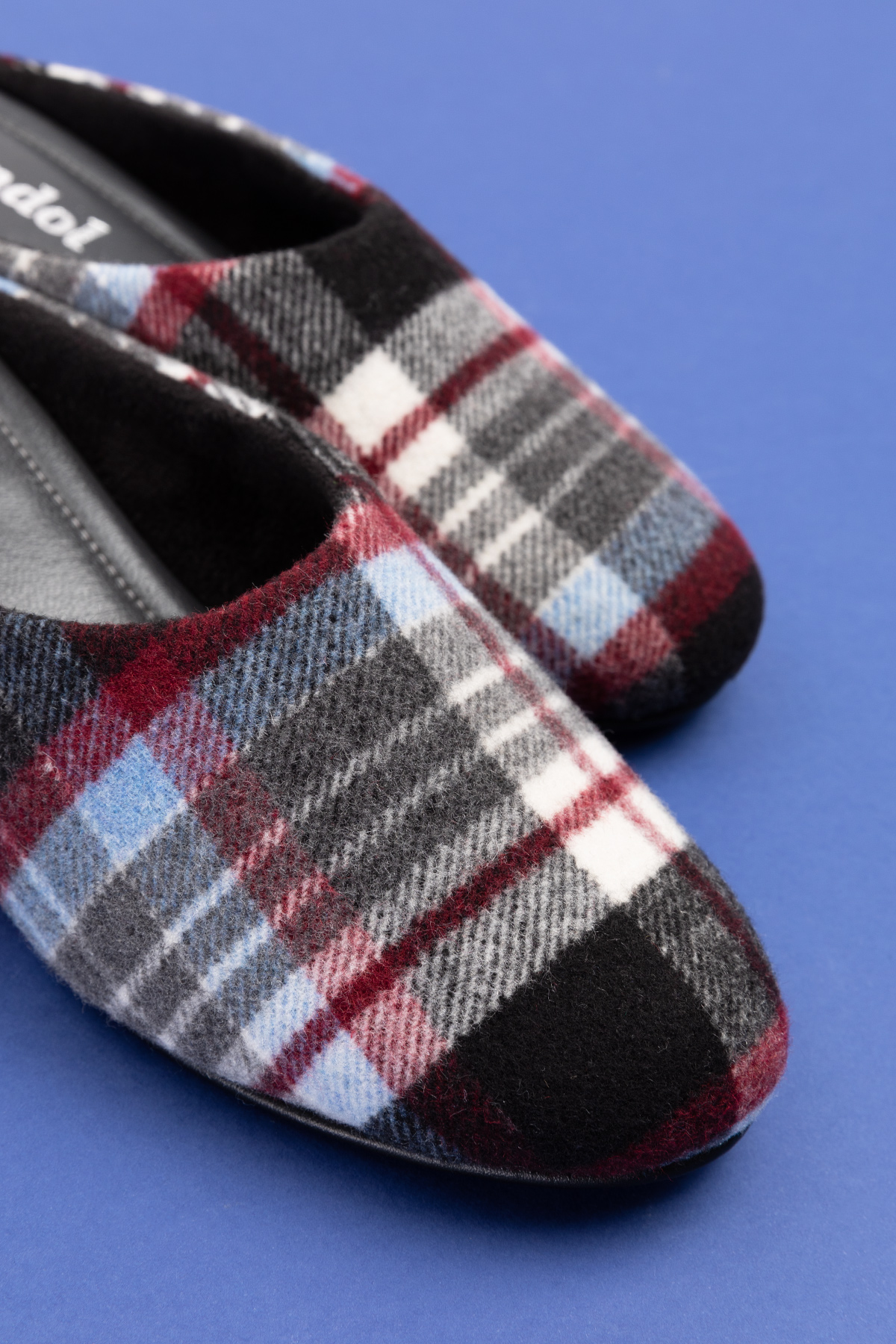 Gondol İçi Deri Ekose Desenli Ev Terliği mik.580 - Görsel 3