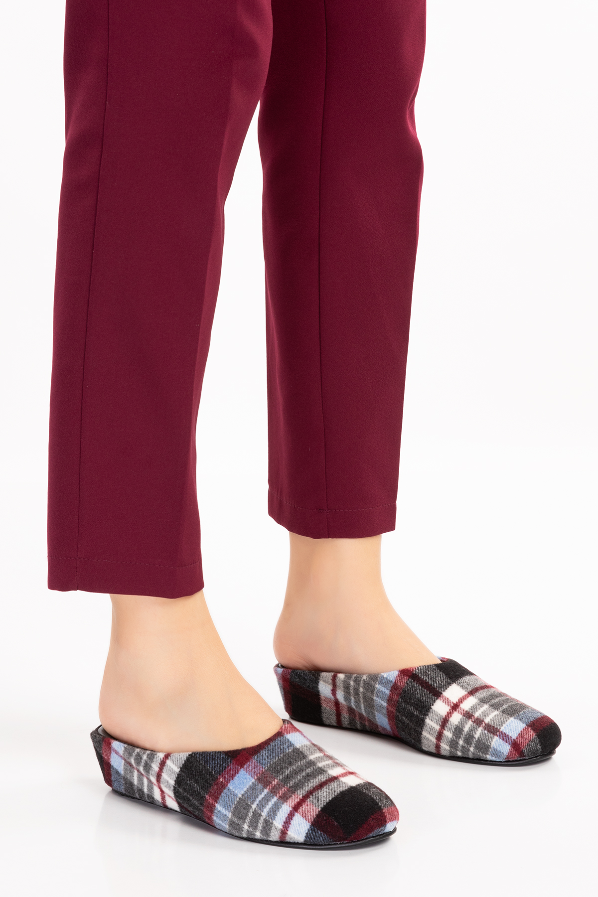 Gondol İçi Deri Ekose Desenli Ev Terliği mik.580 - Görsel 5
