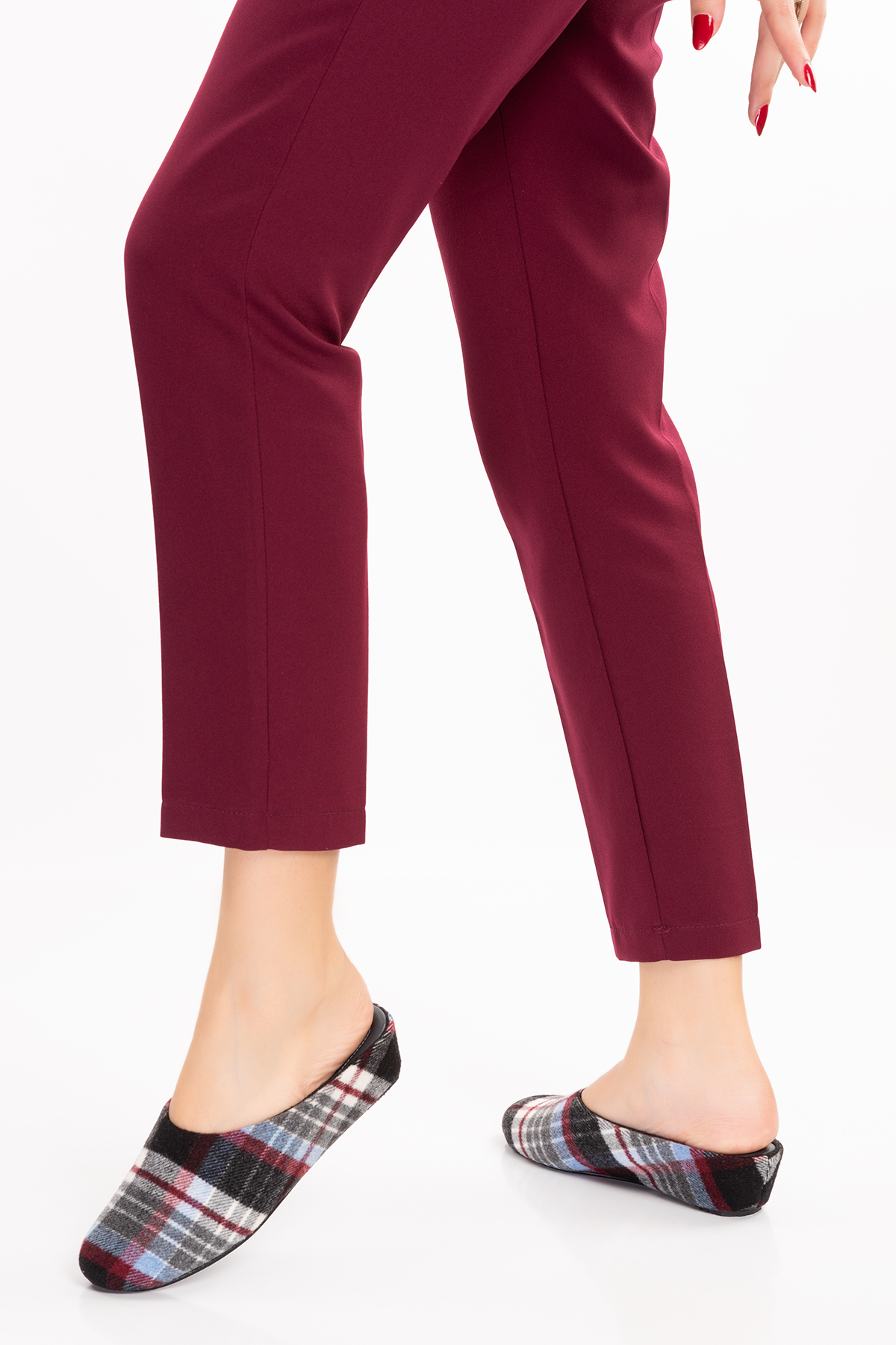 Gondol İçi Deri Ekose Desenli Ev Terliği mik.580 - Görsel 6