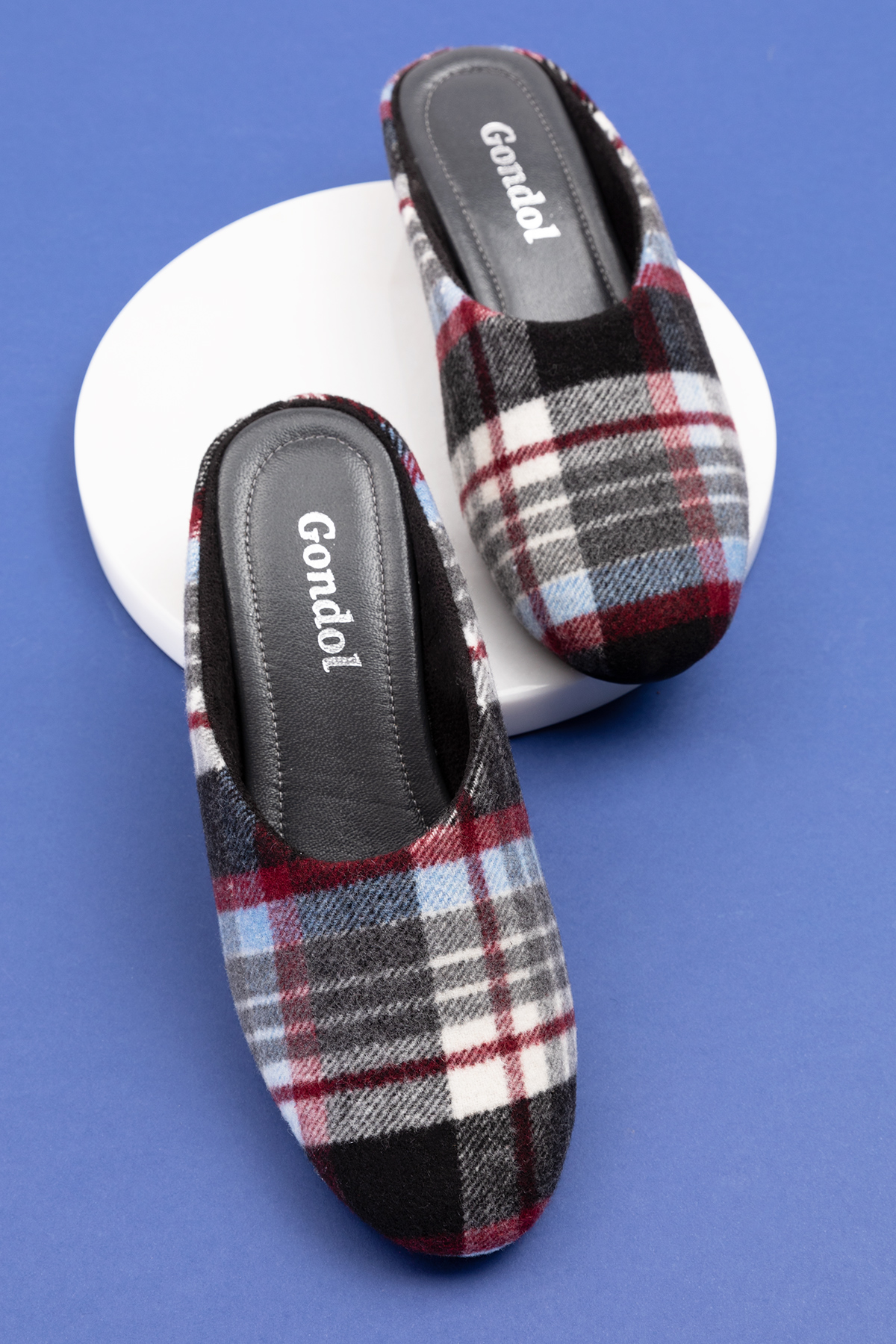 Gondol İçi Deri Ekose Desenli Ev Terliği mik.580 - Görsel 9