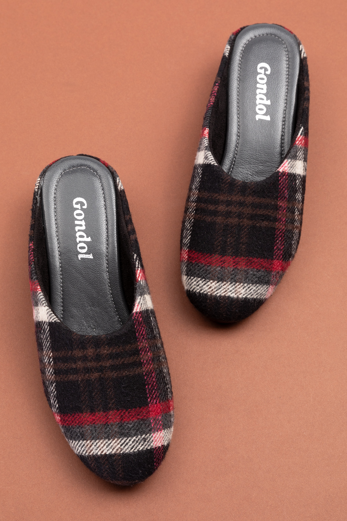 Gondol İçi Deri Ekose Desenli Ev Terliği mik.580 - Görsel 5