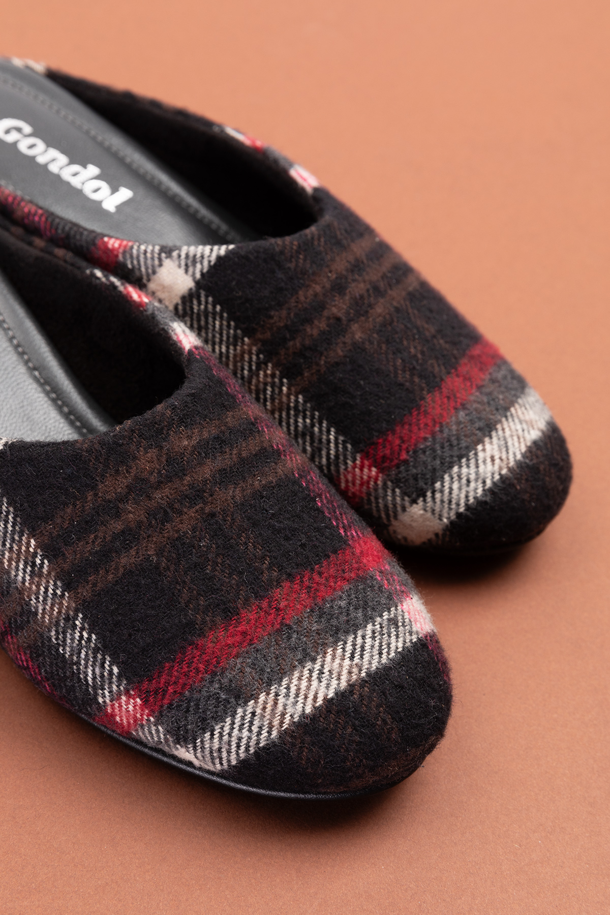 Gondol İçi Deri Ekose Desenli Ev Terliği mik.580 - Görsel 7