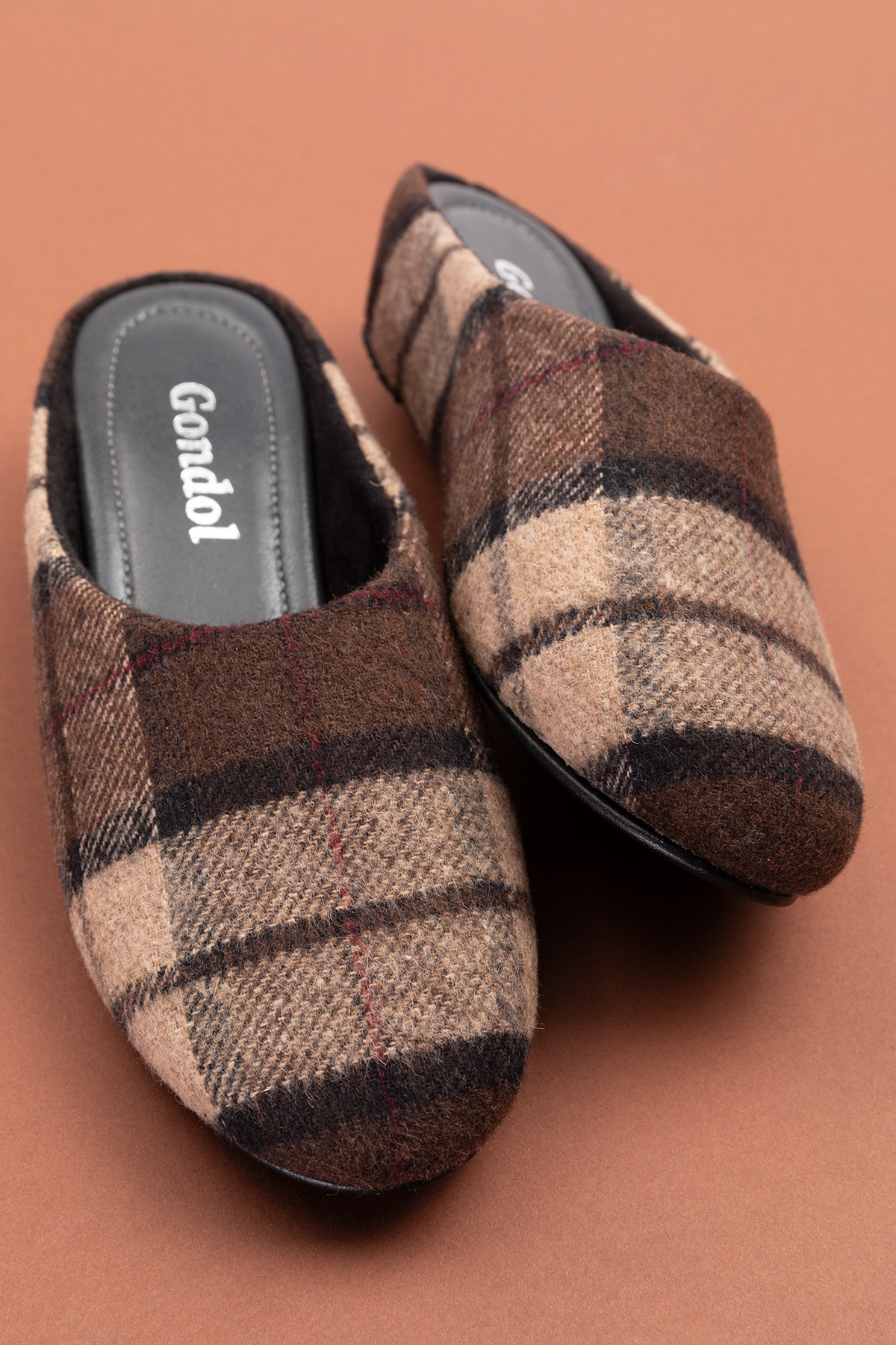 Gondol İçi Deri Ekose Desenli Ev Terliği mik.580 - Görsel 6