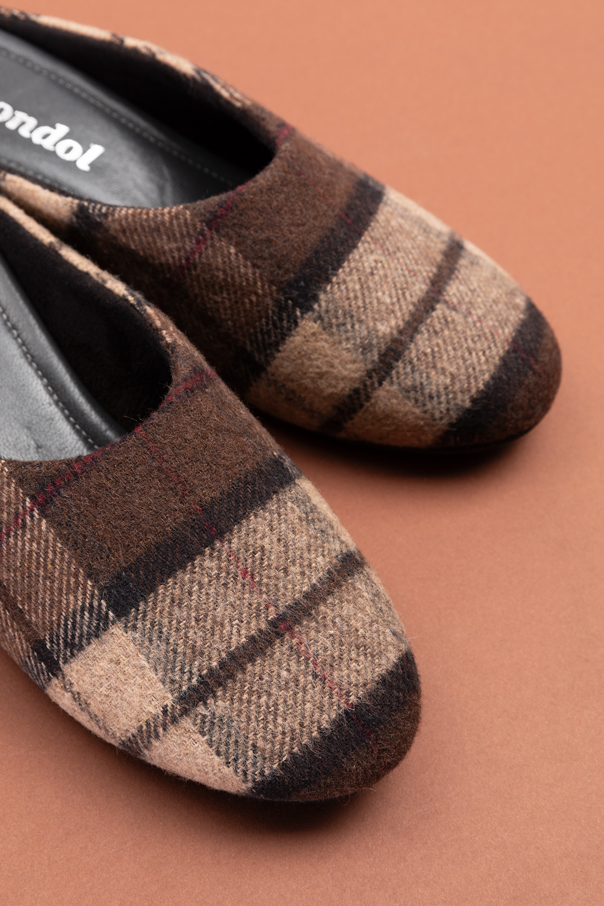 Gondol İçi Deri Ekose Desenli Ev Terliği mik.580 - Görsel 7