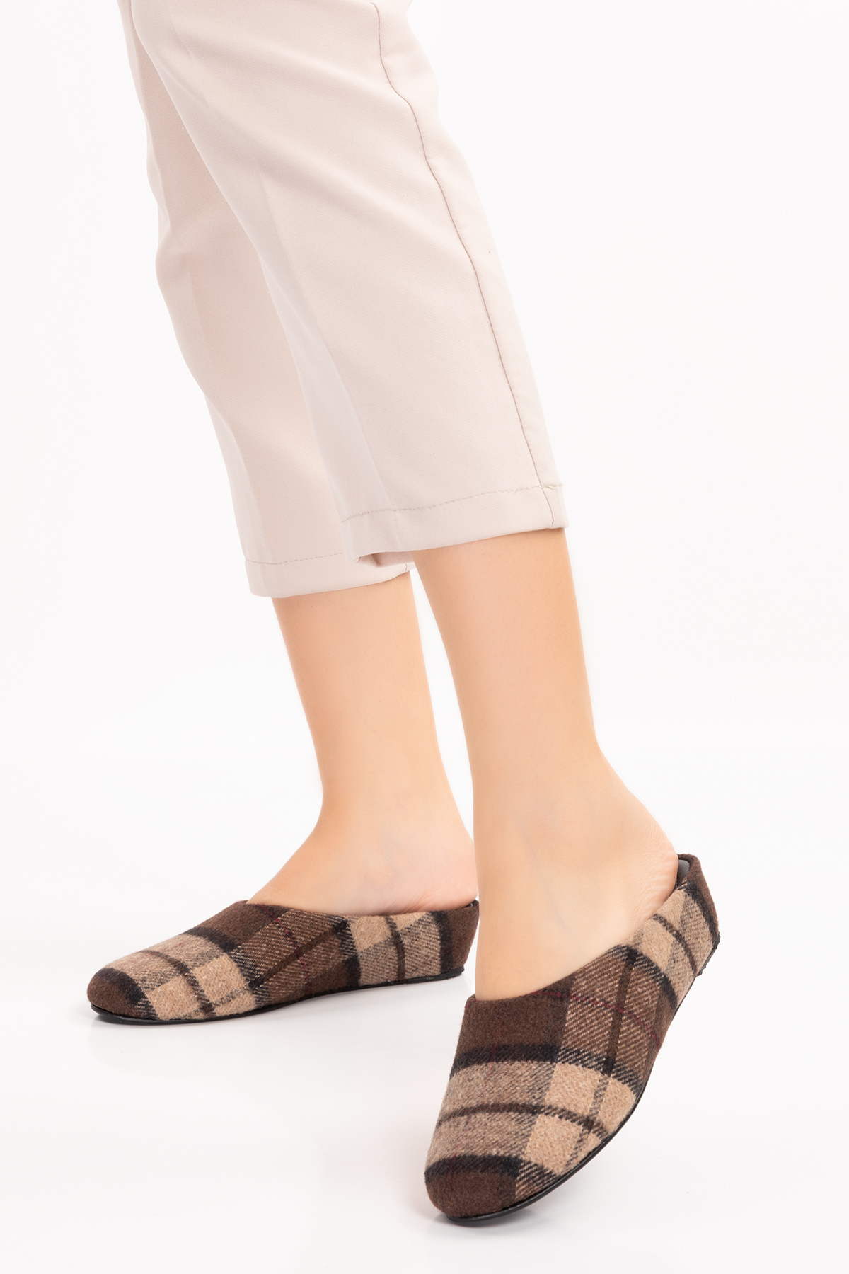 Gondol İçi Deri Ekose Desenli Ev Terliği mik.580 - Görsel 8