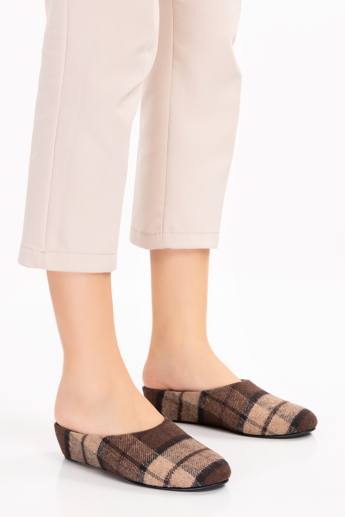 Gondol İçi Deri Ekose Desenli Ev Terliği mik.580 - Görsel 9