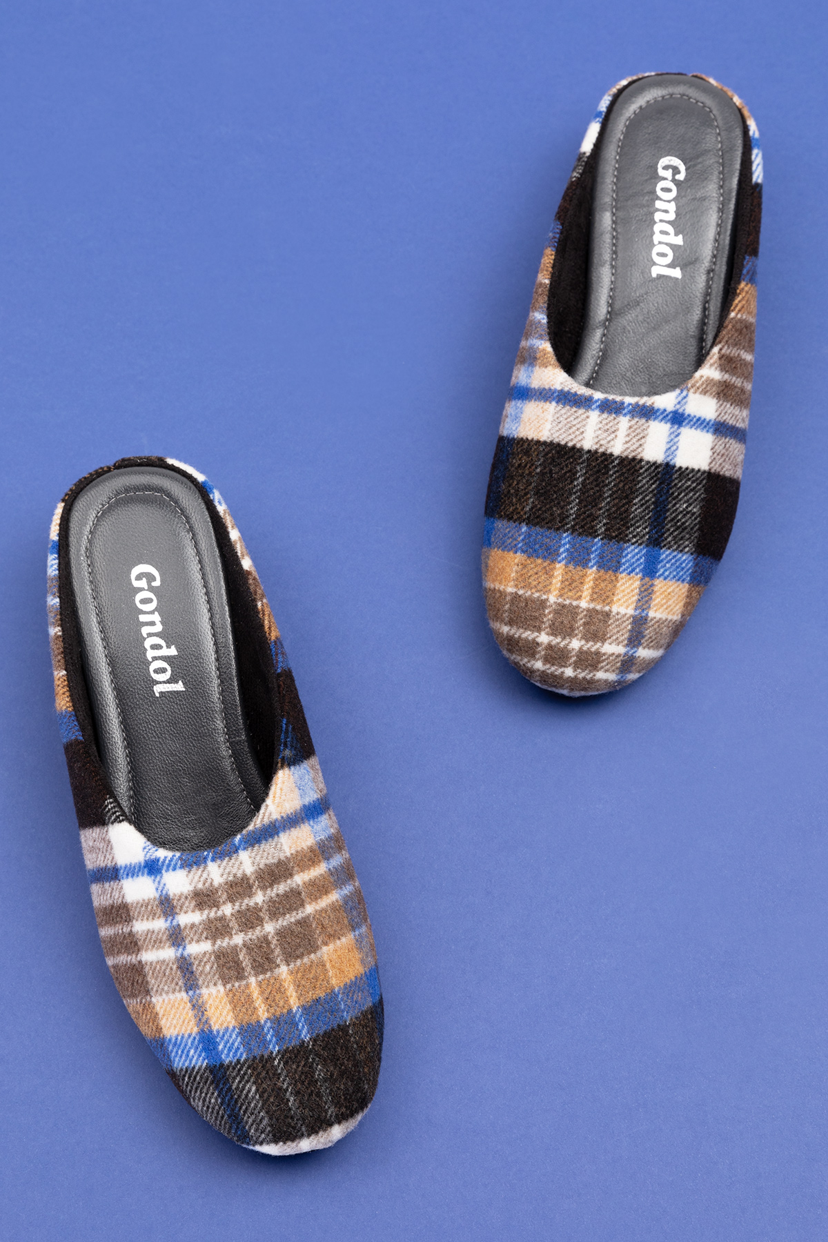 Gondol İçi Deri Ekose Desenli Ev Terliği mik.580 - Görsel 6