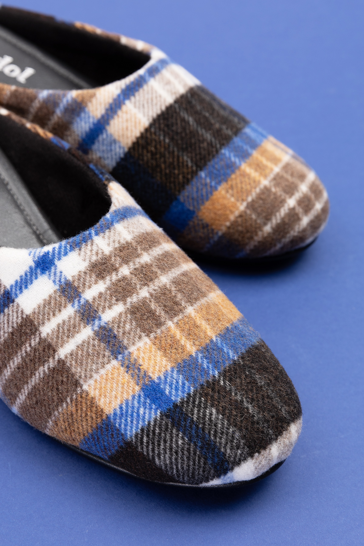 Gondol İçi Deri Ekose Desenli Ev Terliği mik.580 - Görsel 7