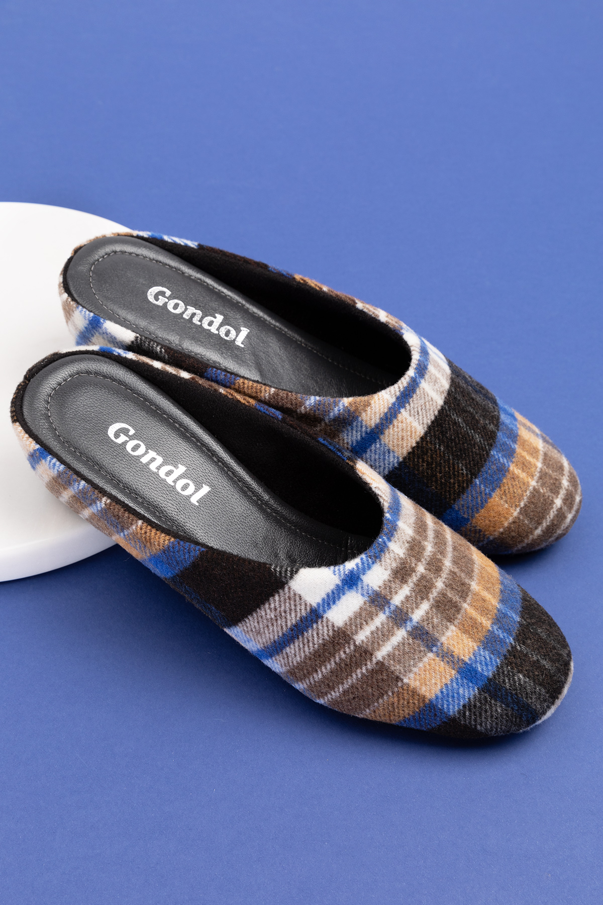 Gondol İçi Deri Ekose Desenli Ev Terliği mik.580 - Görsel 9