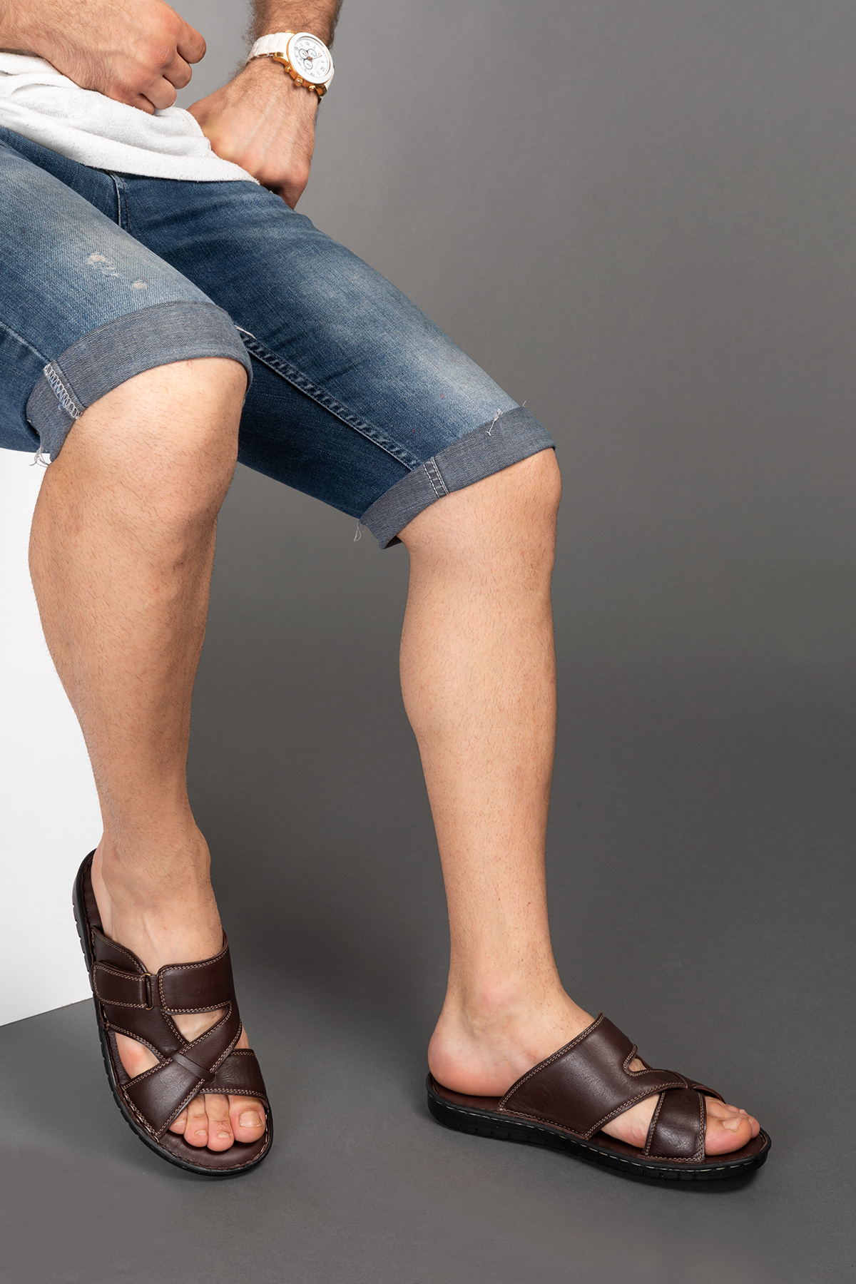 Gondol Erkek Hakiki Deri Ev Terliği kml.101 - Görsel 3