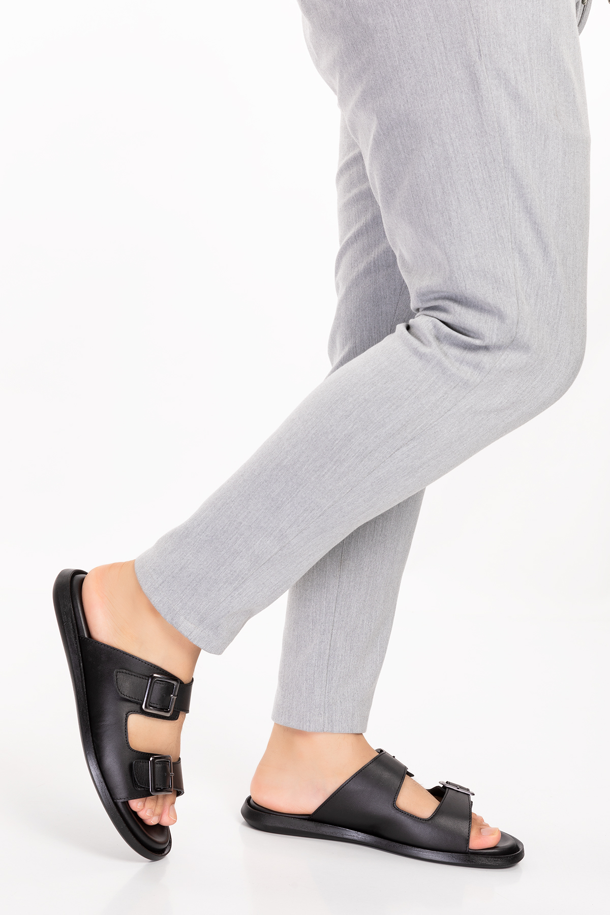 Gondol Erkek Hakiki Deri Günlük Klasik Tokalı Terlik esm.610 - Görsel 3