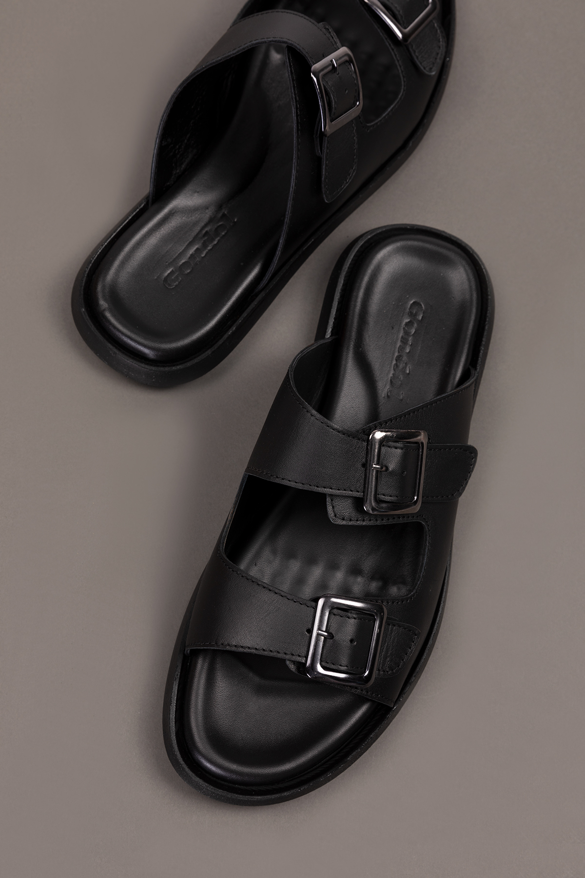 Gondol Erkek Hakiki Deri Günlük Klasik Tokalı Terlik esm.610 - Görsel 6