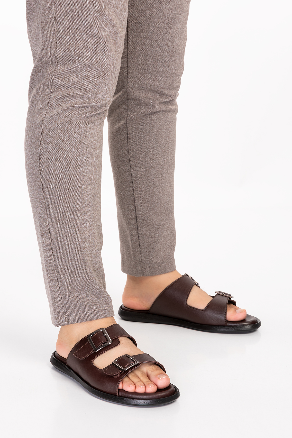 Gondol Erkek Hakiki Deri Günlük Klasik Tokalı Terlik esm.610 - Görsel 3