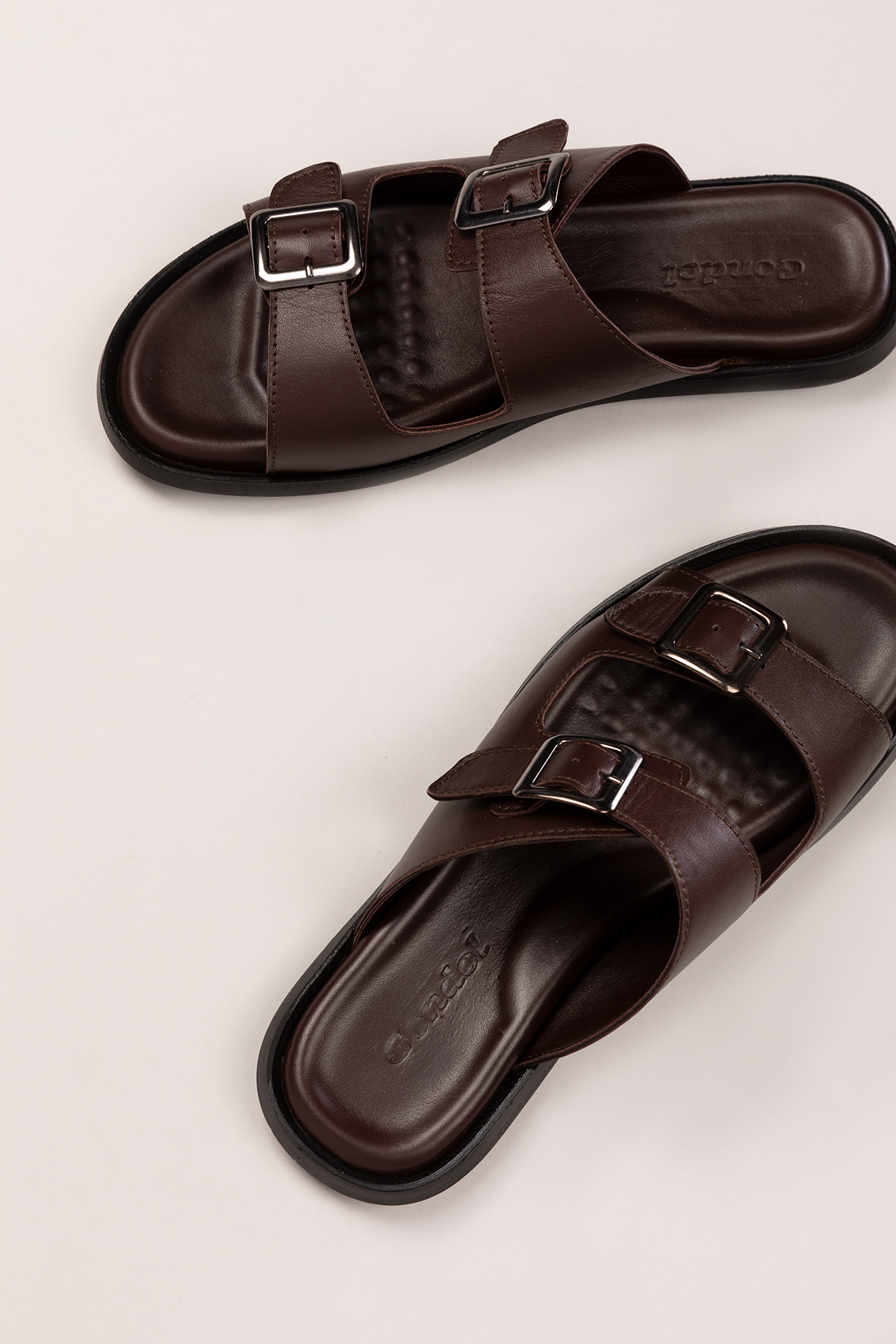 Gondol Erkek Hakiki Deri Günlük Klasik Tokalı Terlik esm.610 - Görsel 9