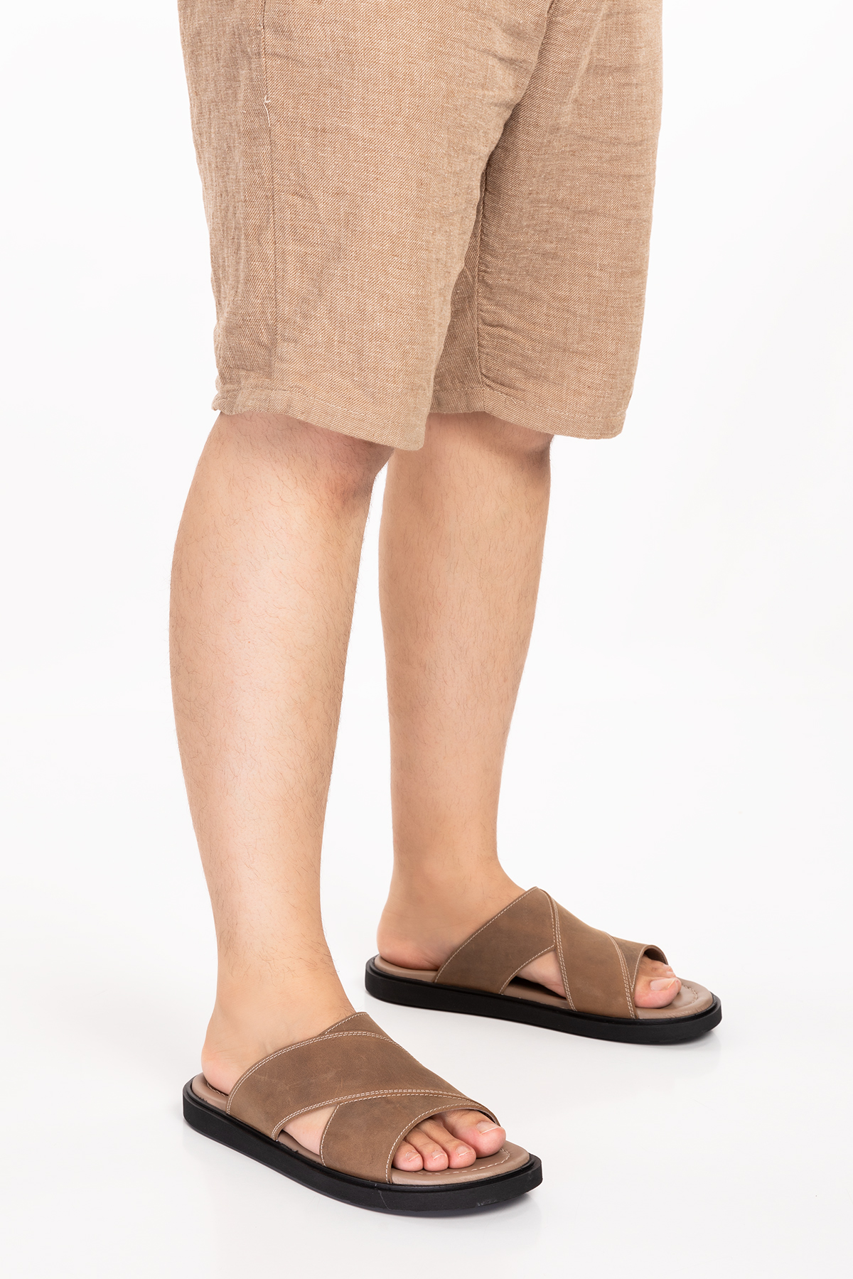 Gondol Erkek Hakiki Deri Çapraz Bant Terlik esm.303 - Görsel 2