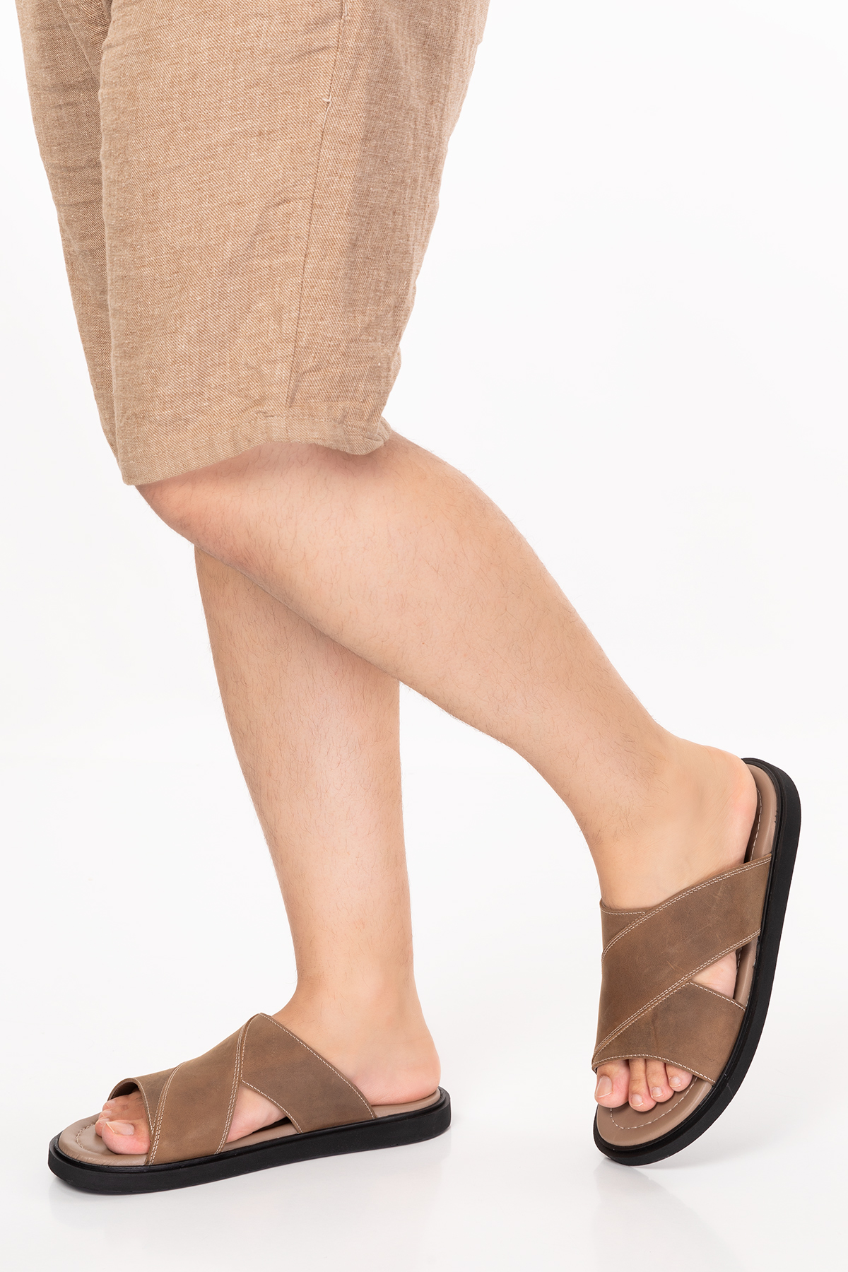 Gondol Erkek Hakiki Deri Çapraz Bant Terlik esm.303 - Görsel 4