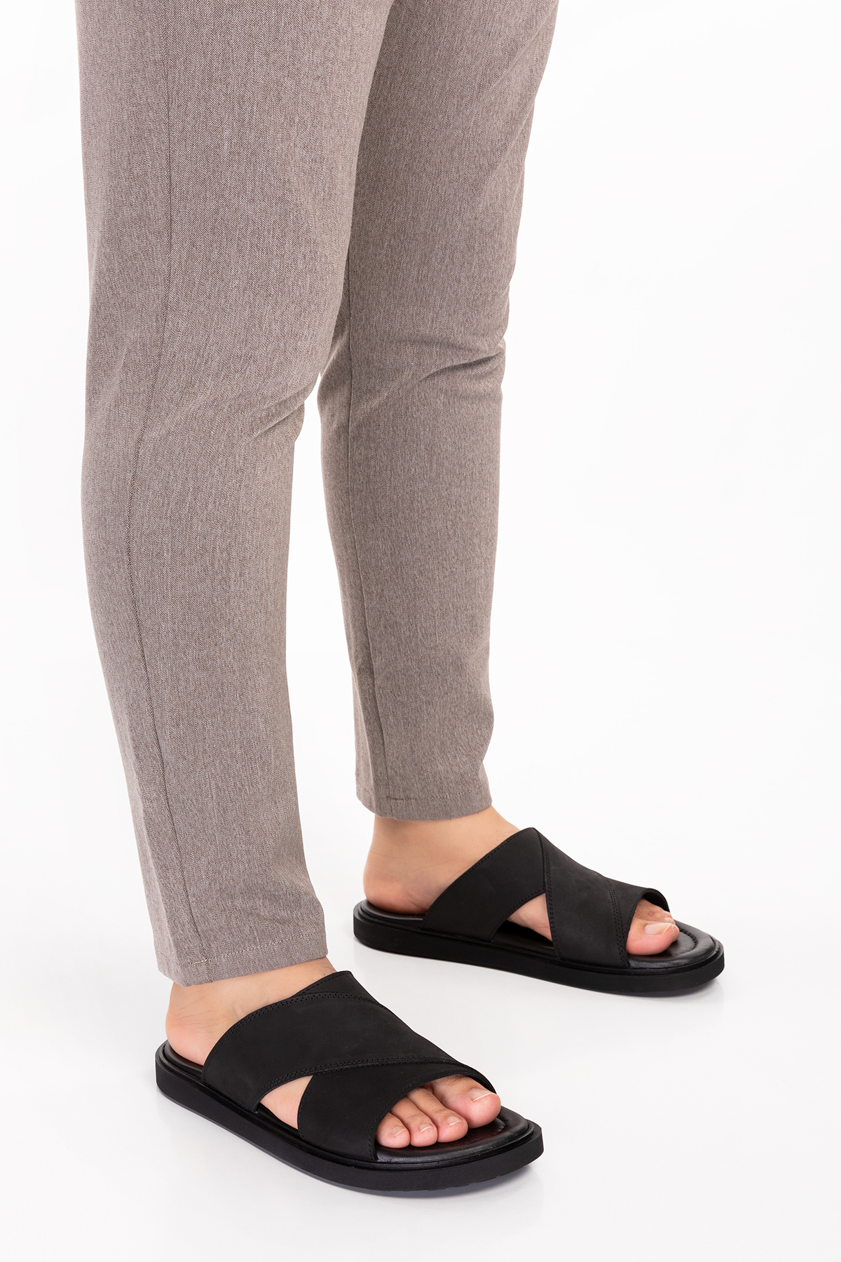 Gondol Erkek Hakiki Deri Çapraz Bant Terlik esm.303 - Görsel 2