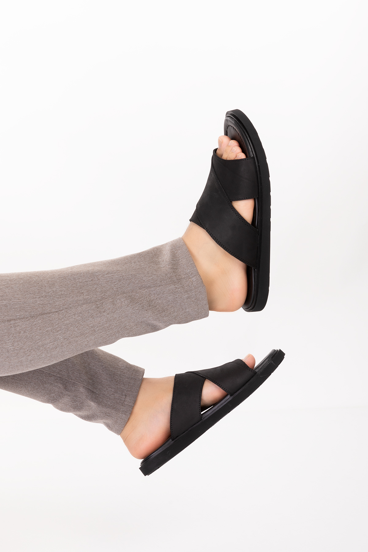 Gondol Erkek Hakiki Deri Çapraz Bant Terlik esm.303 - Görsel 4