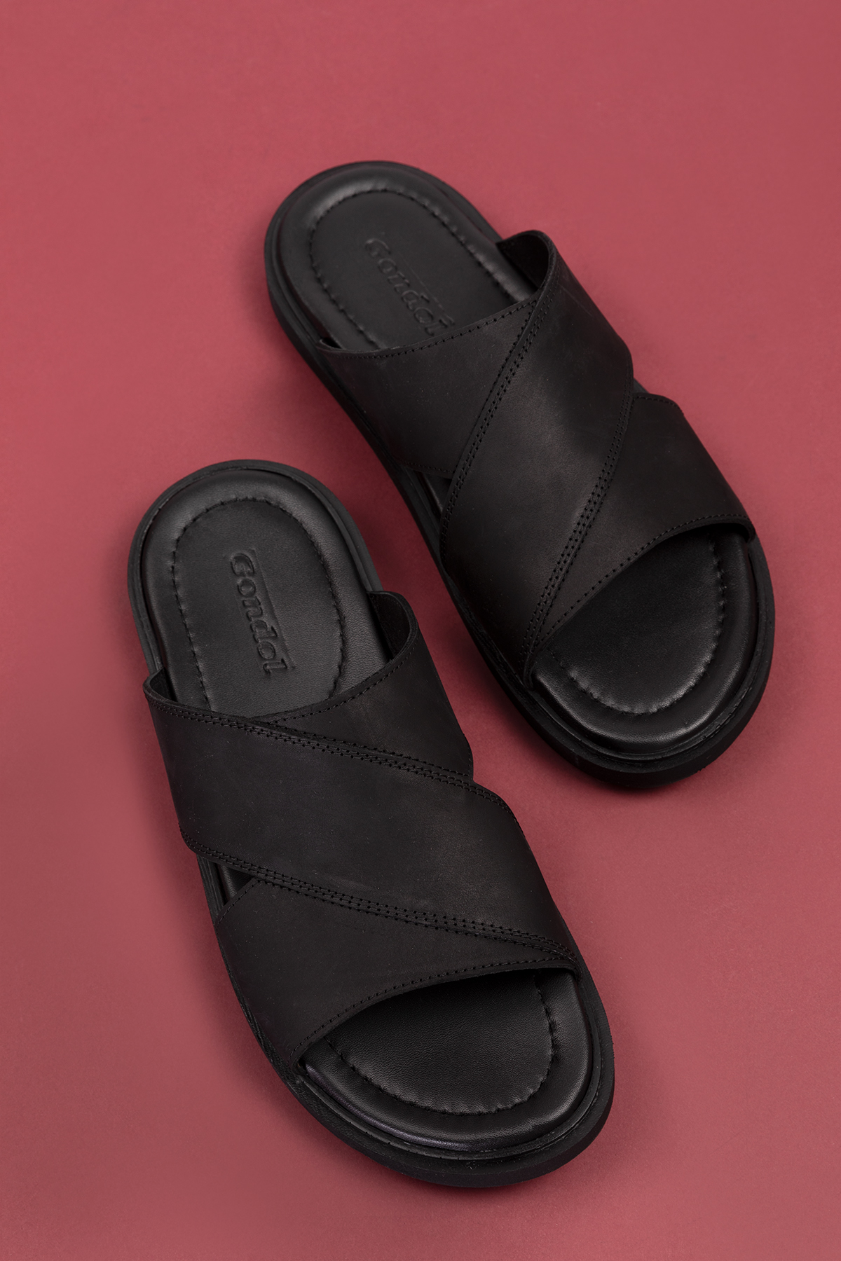 Gondol Erkek Hakiki Deri Çapraz Bant Terlik esm.303 - Görsel 7