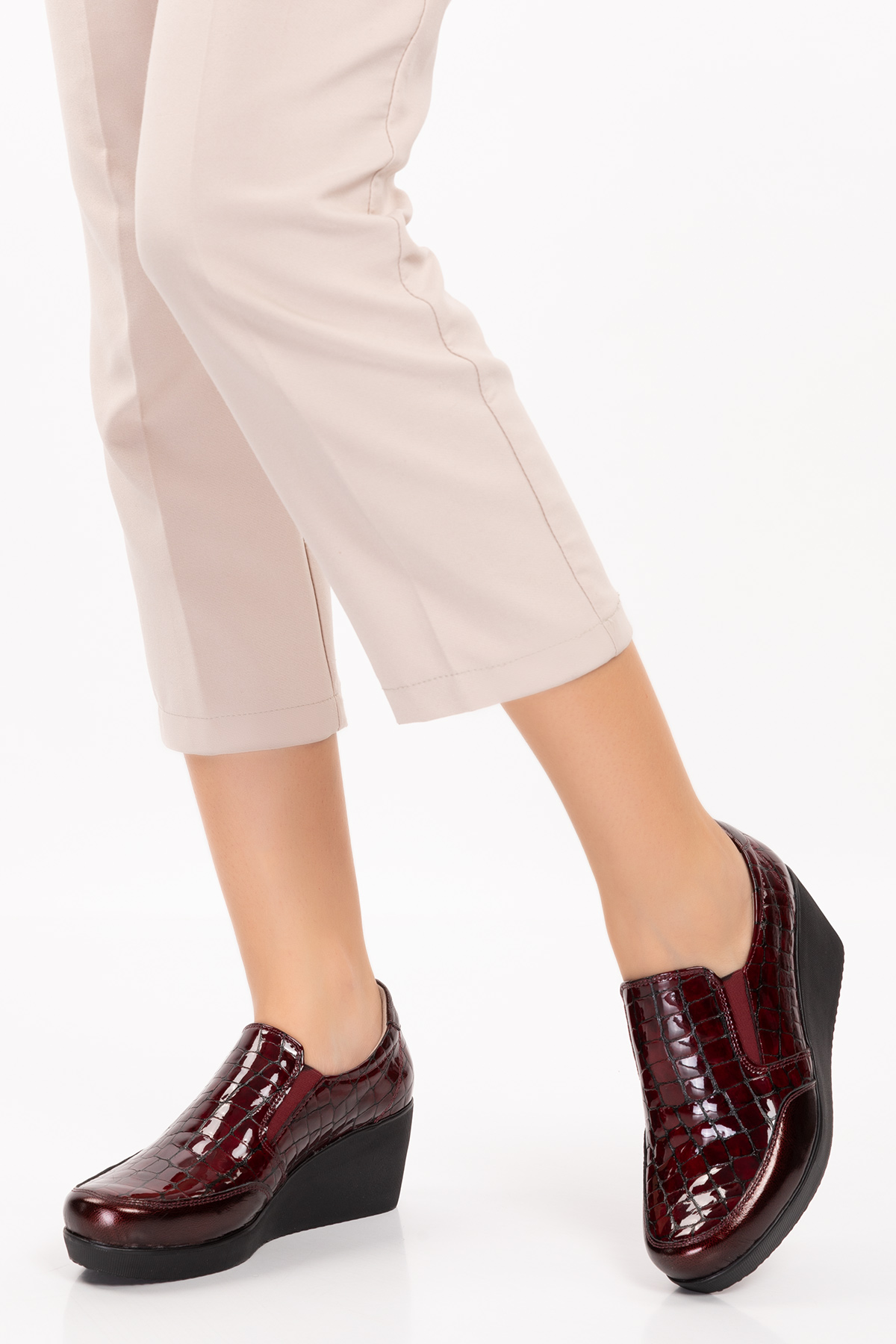 Gondol Hakiki Deri Dolgu Topuk Günlük Anne Ayakkabı ell.6964 - Görsel 4