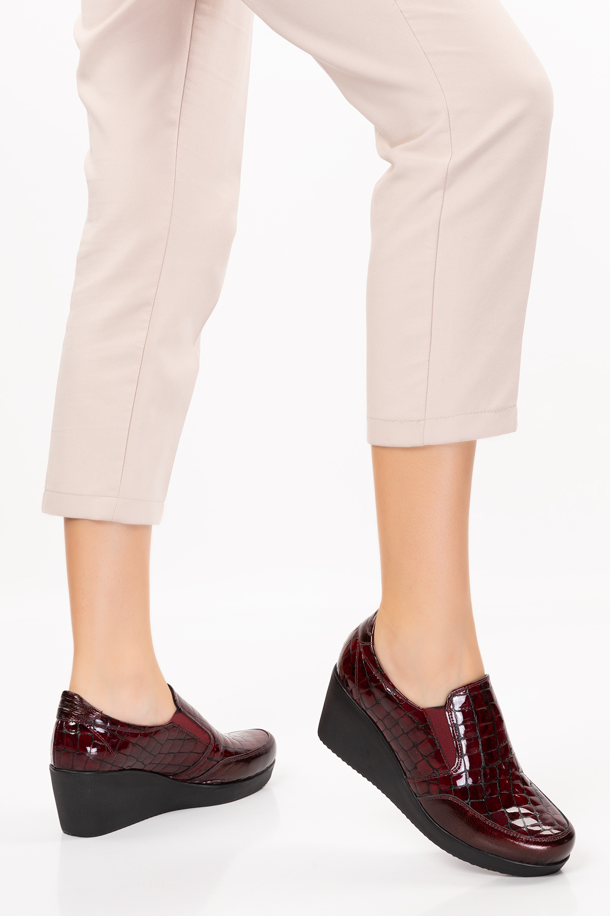 Gondol Hakiki Deri Dolgu Topuk Günlük Anne Ayakkabı ell.6964 - Görsel 5