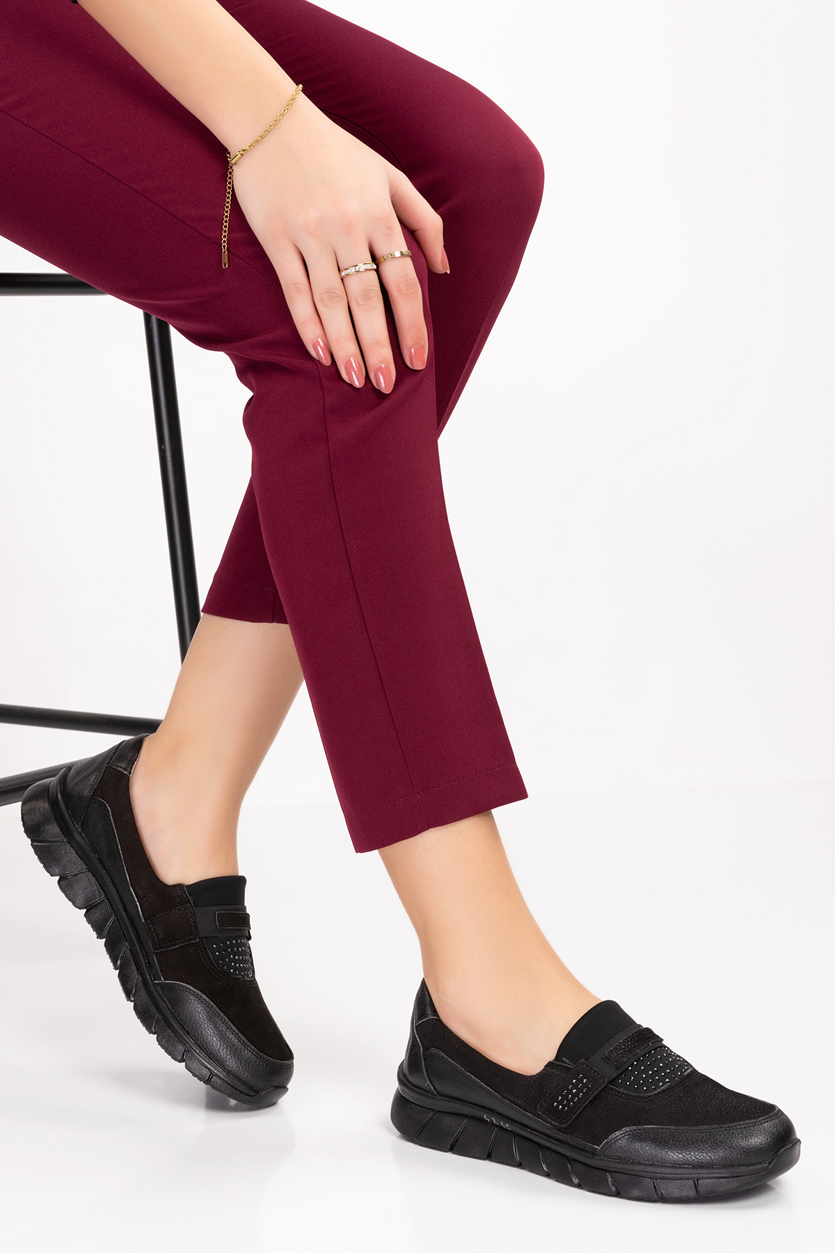 Gondol Hakiki Deri Kadın Hafif Faylon Taban Rahat Ayakkabı at.4215 - Görsel 4