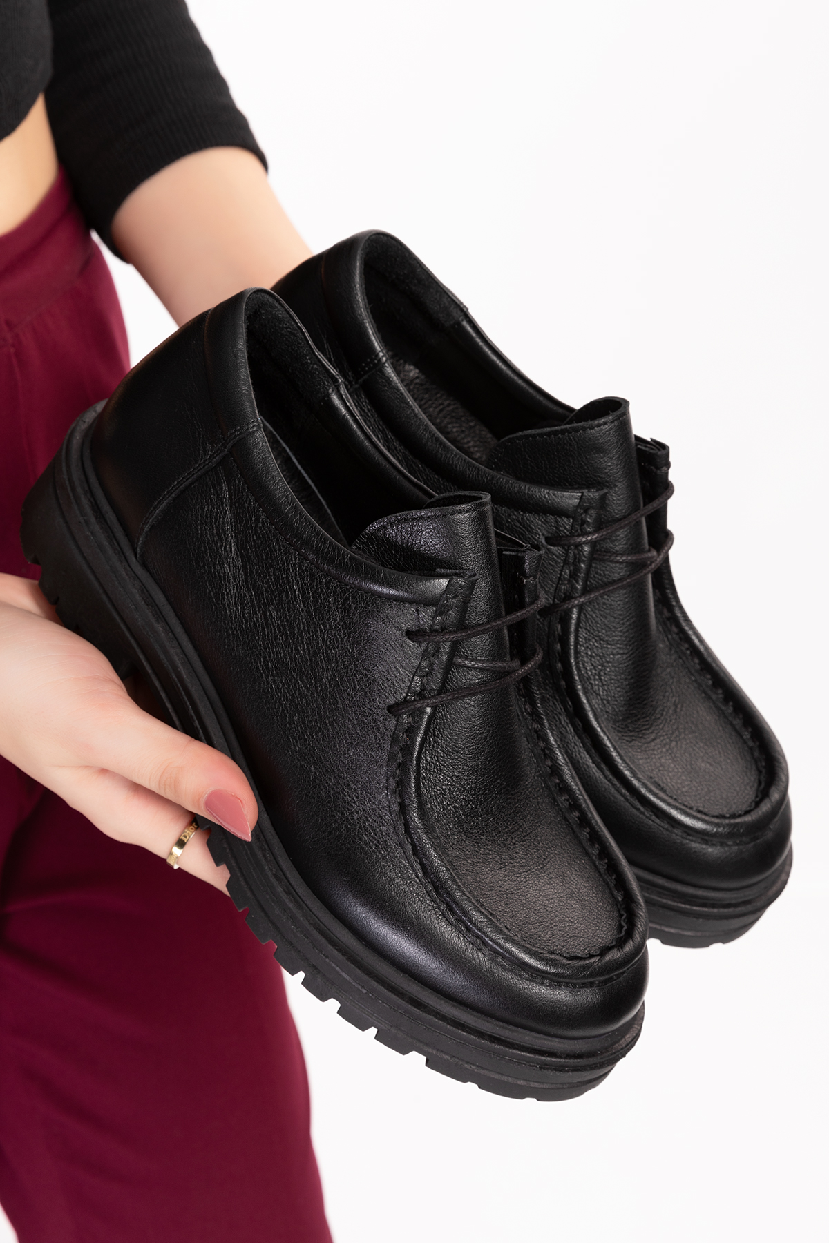 Gondol Hakiki Deri Kalın Taban Hafif Oxford Ayakkabı anl.2420 - Görsel 3