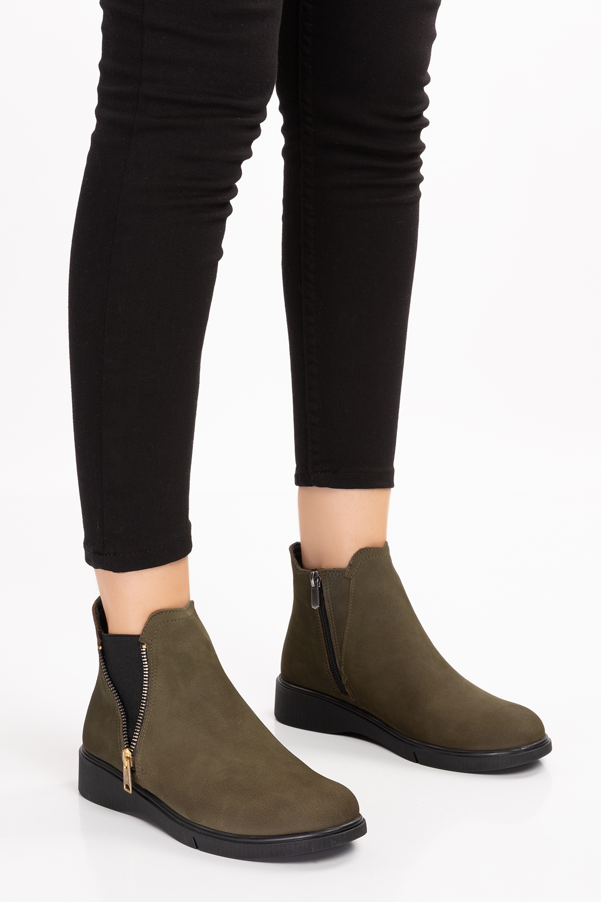 Gondol Hakiki Deri Nubuk Fermuarlı Günlük Bot esfa.3539 - Görsel 7