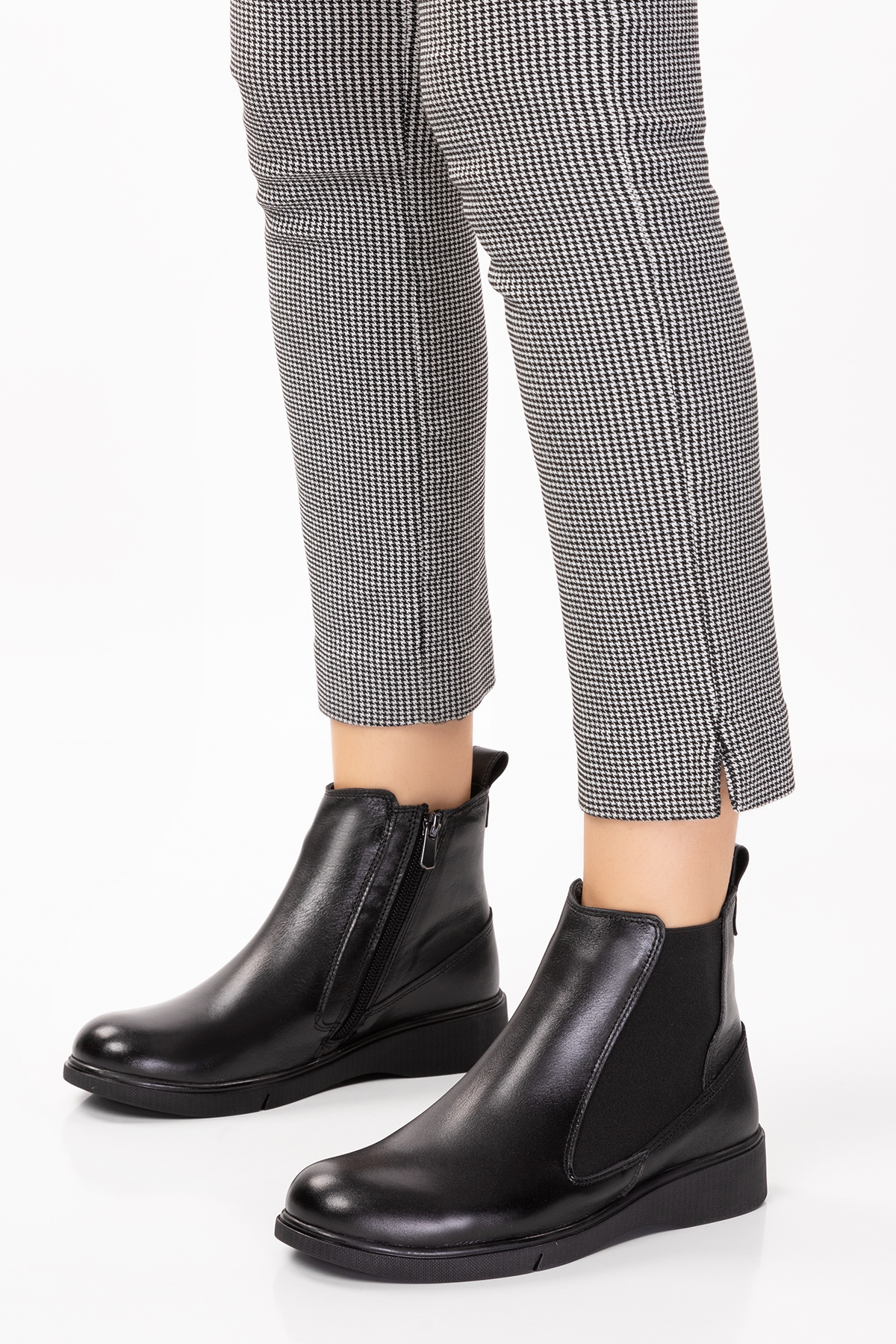 Gondol Hakiki Deri Yanları Lastikli Fermuarlı Günlük Bot esfa.6043 - Görsel 3