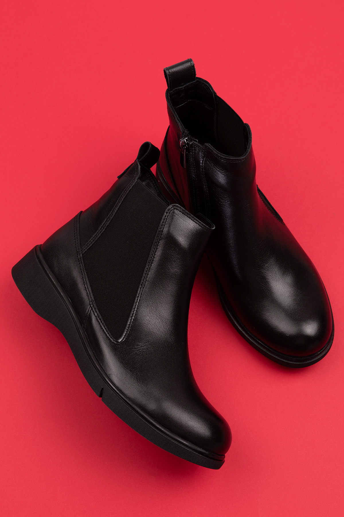 Gondol Hakiki Deri Yanları Lastikli Fermuarlı Günlük Bot esfa.6043 - Görsel 7