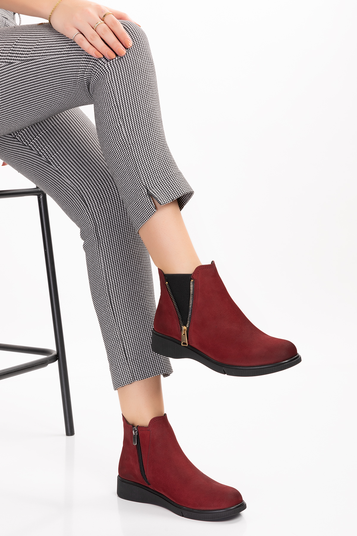 Gondol Hakiki Deri Nubuk Fermuarlı Günlük Bot esfa.3539 - Görsel 9