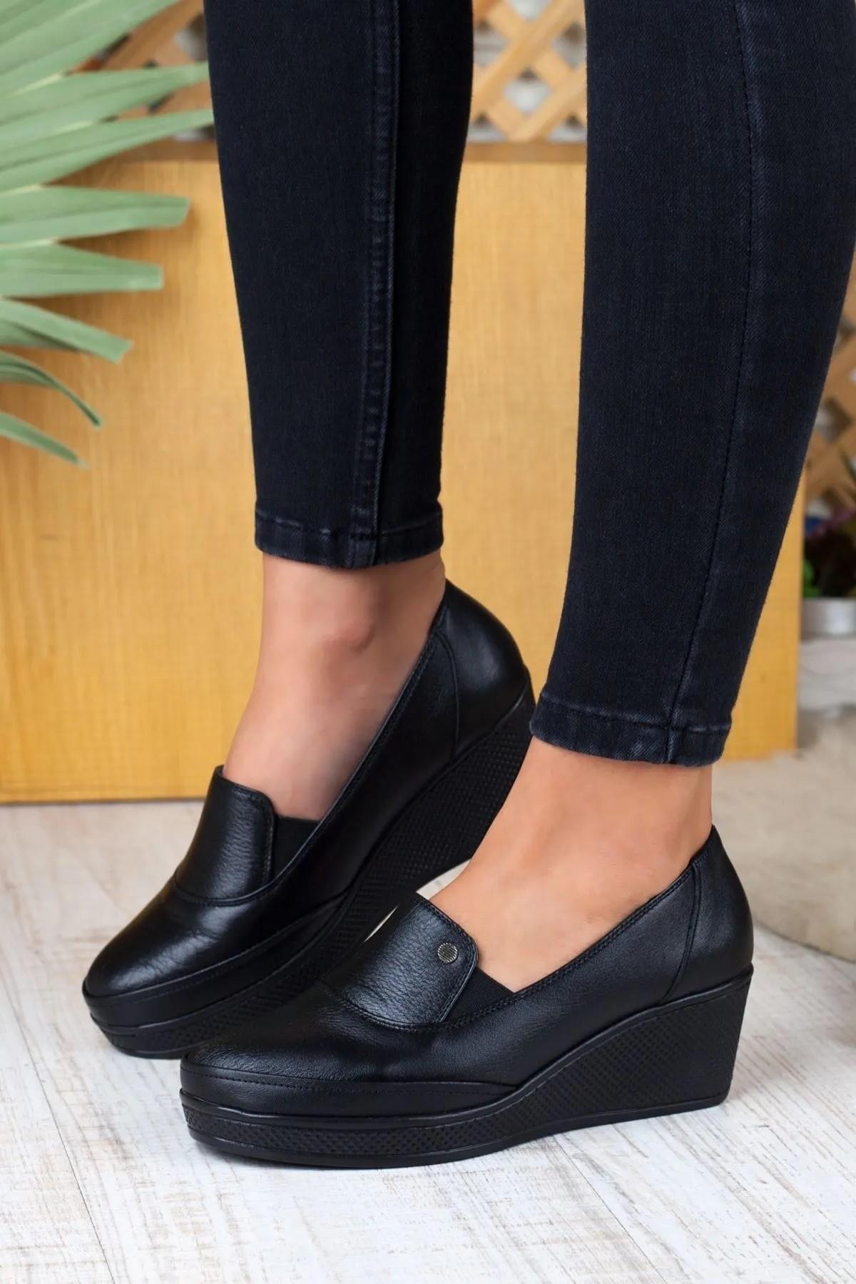 3220 Comfort Dolgu Taban Hakiki Deri Kadın Ayakkabı - Görsel 3