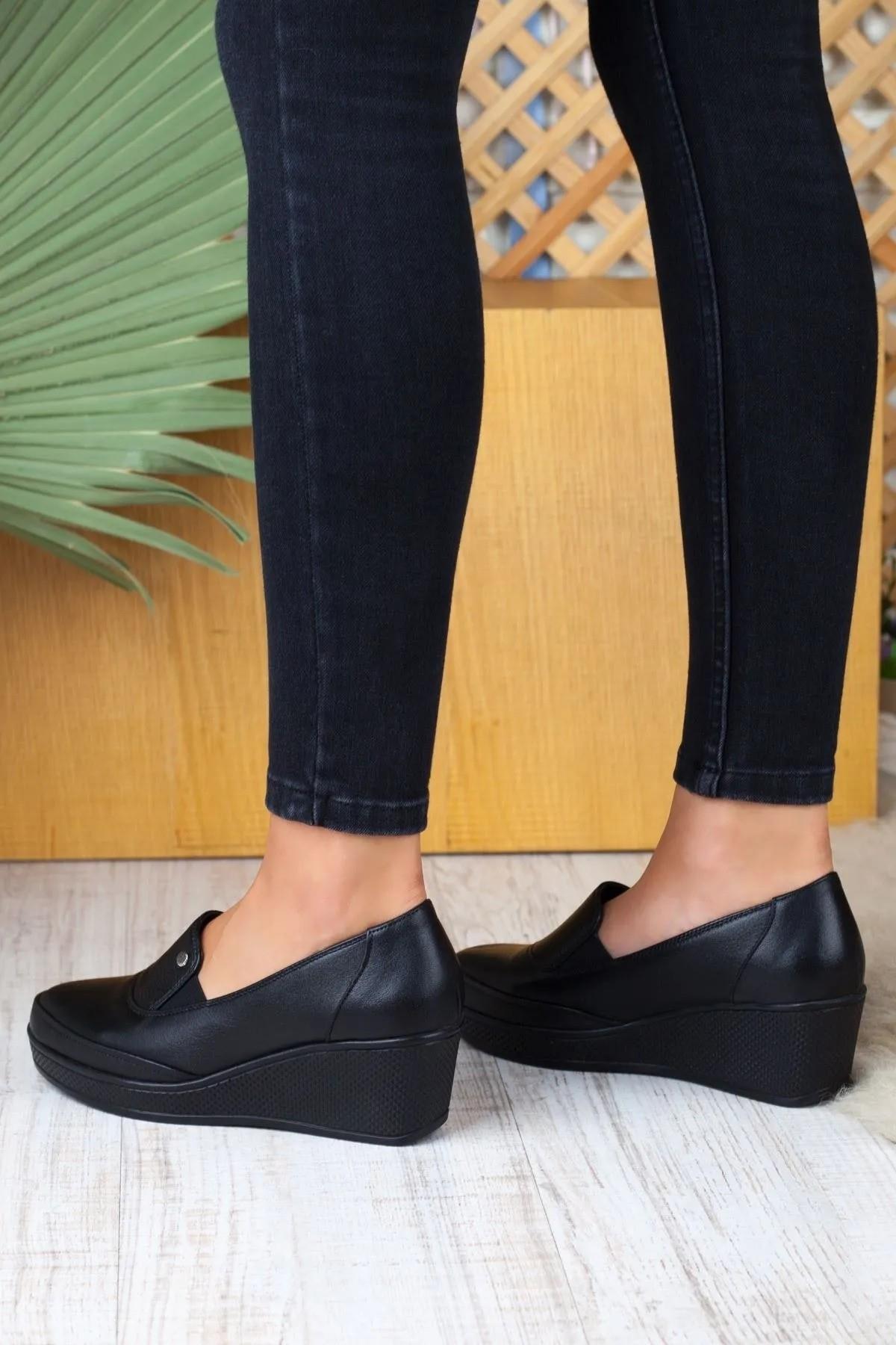 3220 Comfort Dolgu Taban Hakiki Deri Kadın Ayakkabı - Görsel 5