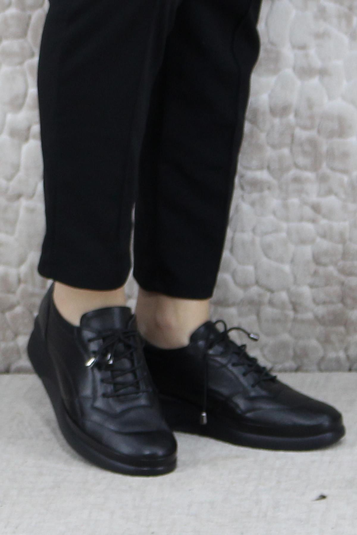 3224 Comfort Lastik Bağçıklı Yumuşak Hakiki Deri Kadın Ayakkabı - Görsel 3