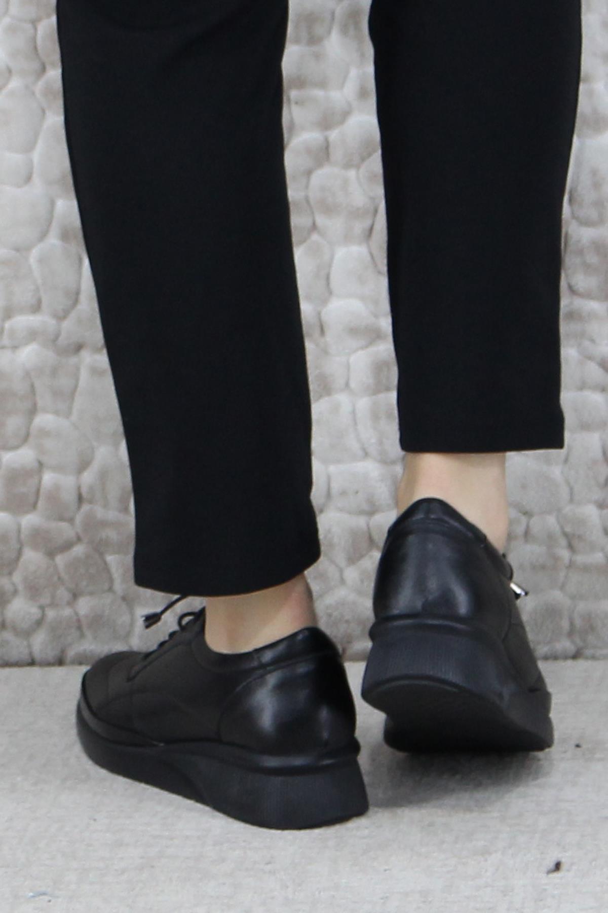 3224 Comfort Lastik Bağçıklı Yumuşak Hakiki Deri Kadın Ayakkabı - Görsel 5