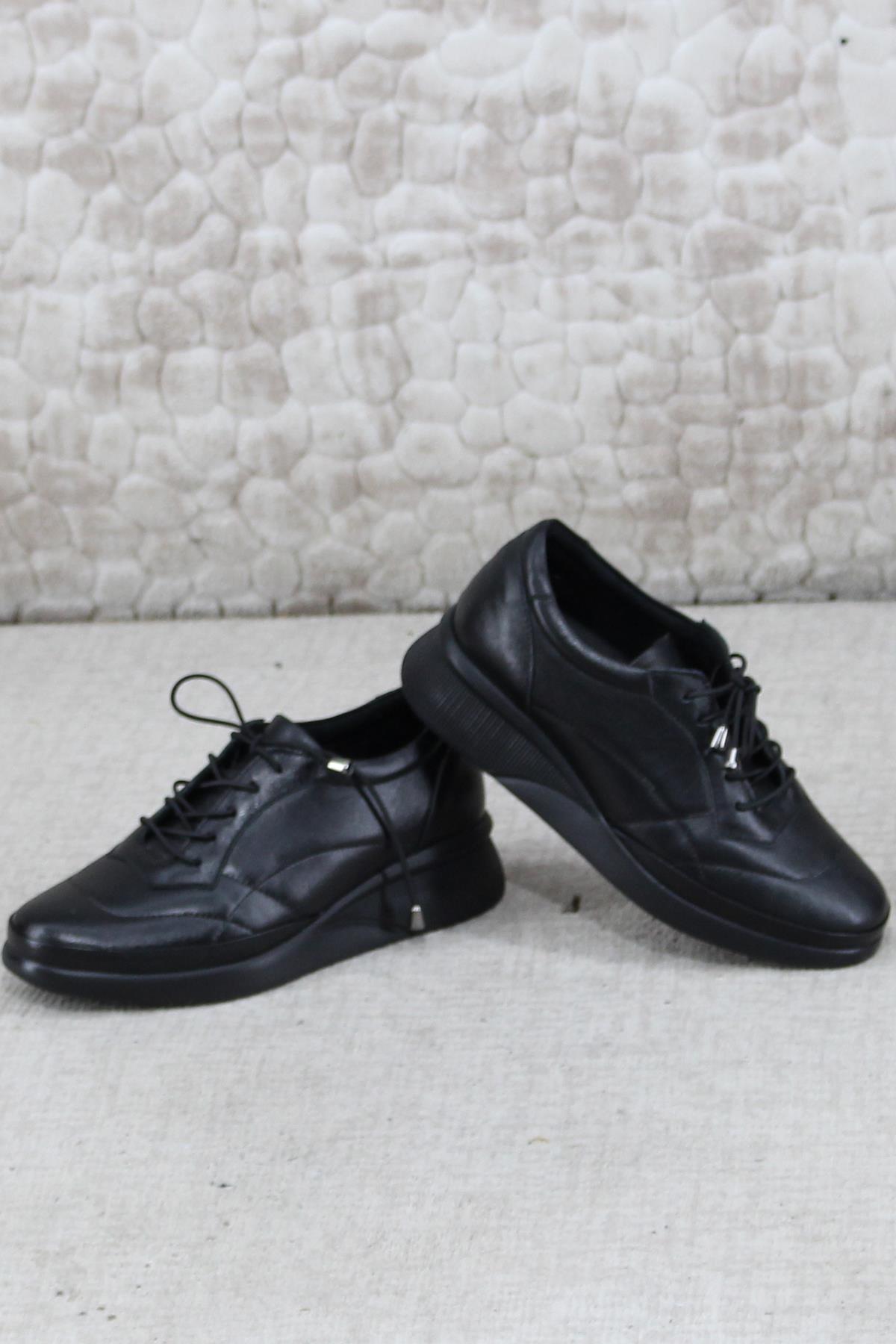 3224 Comfort Lastik Bağçıklı Yumuşak Hakiki Deri Kadın Ayakkabı - Görsel 6