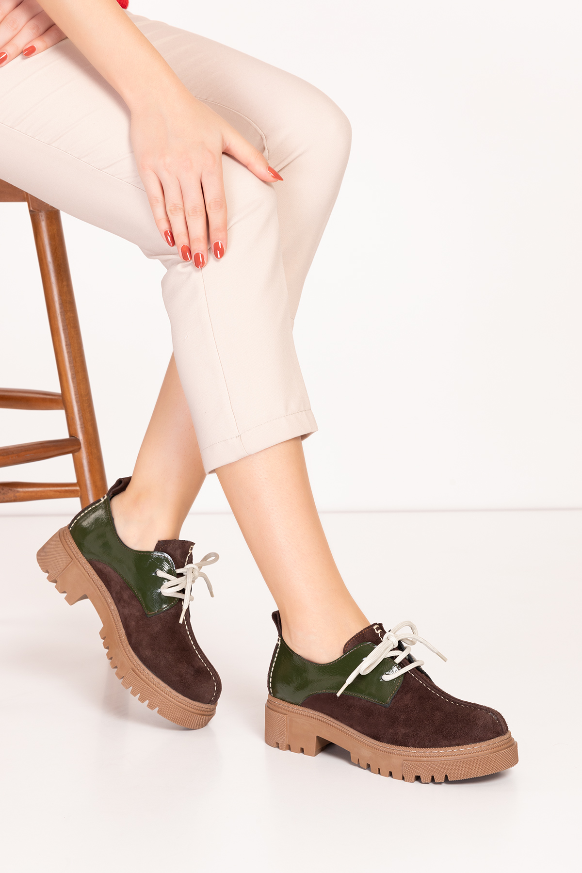 Gondol Hakiki Deri Günlük Kalın Taban Ayakkabı bel.455 - Görsel 6