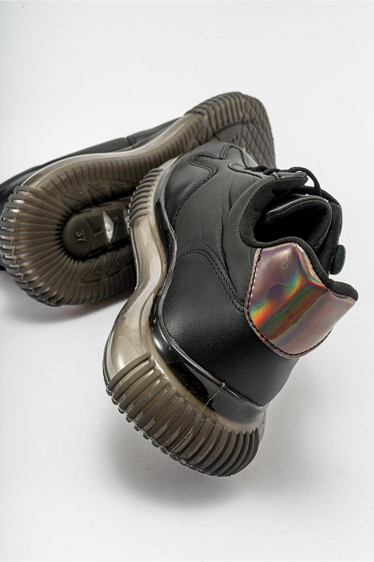 Şeffaf Taban Kadın Spor Ayakkabı SİYAH CİLT - Görsel 5