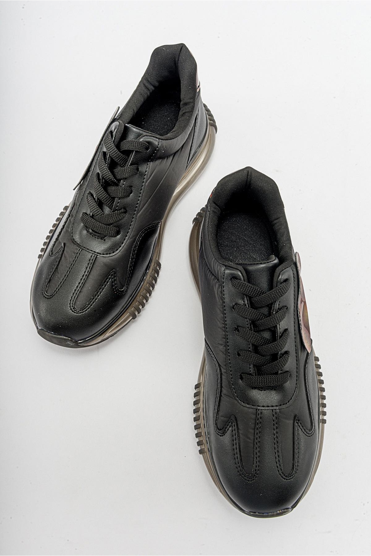 Şeffaf Taban Kadın Spor Ayakkabı SİYAH CİLT - Görsel 6