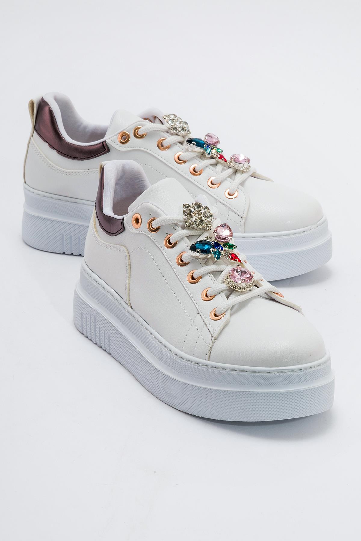 Kaydırmaz Kadın Spor Ayakabı BEYAZ GÜMÜŞ - Görsel 3